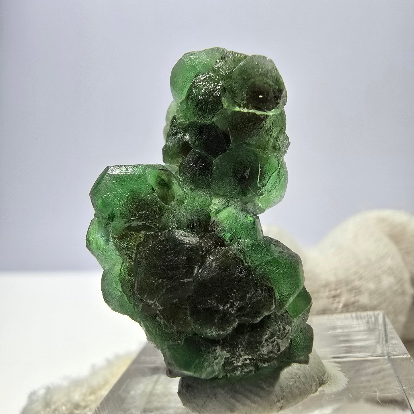 Cube de fluorite fantôme, spécimen de muscovite, Erongo, Namibie, 30 x 19 x 13 mm