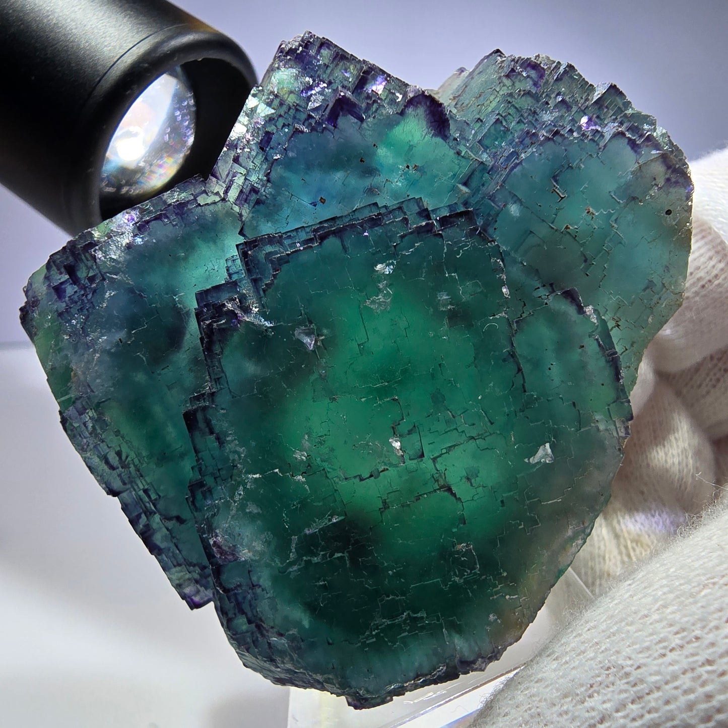 Phantom Fluorit Würfel Stufe parkettiert zonal Okorusu, Namibia 67*60*35mm