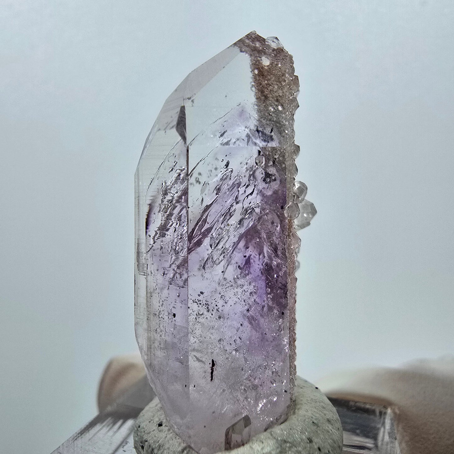 Phantom Amethyst with Analcim Tip Streep Mine, Goboboseb, Namibia 37*17*13mm