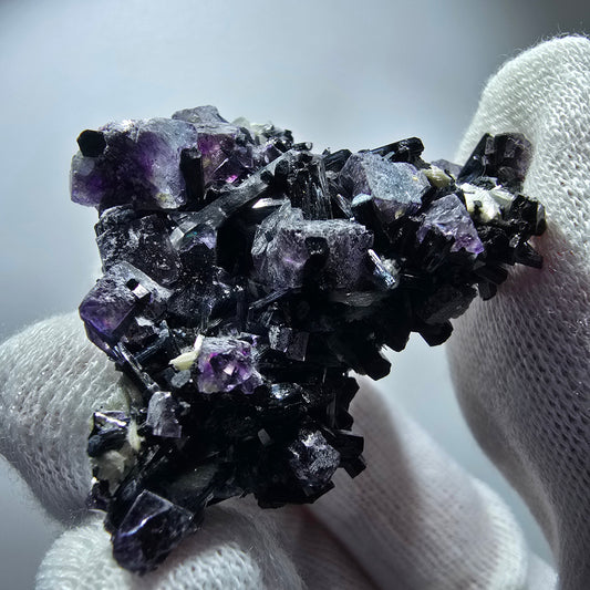 Bunte Phantom Fluorit Würfel Muskovit Schörl Turmalin Erongo, Namibia 51*37*21mm