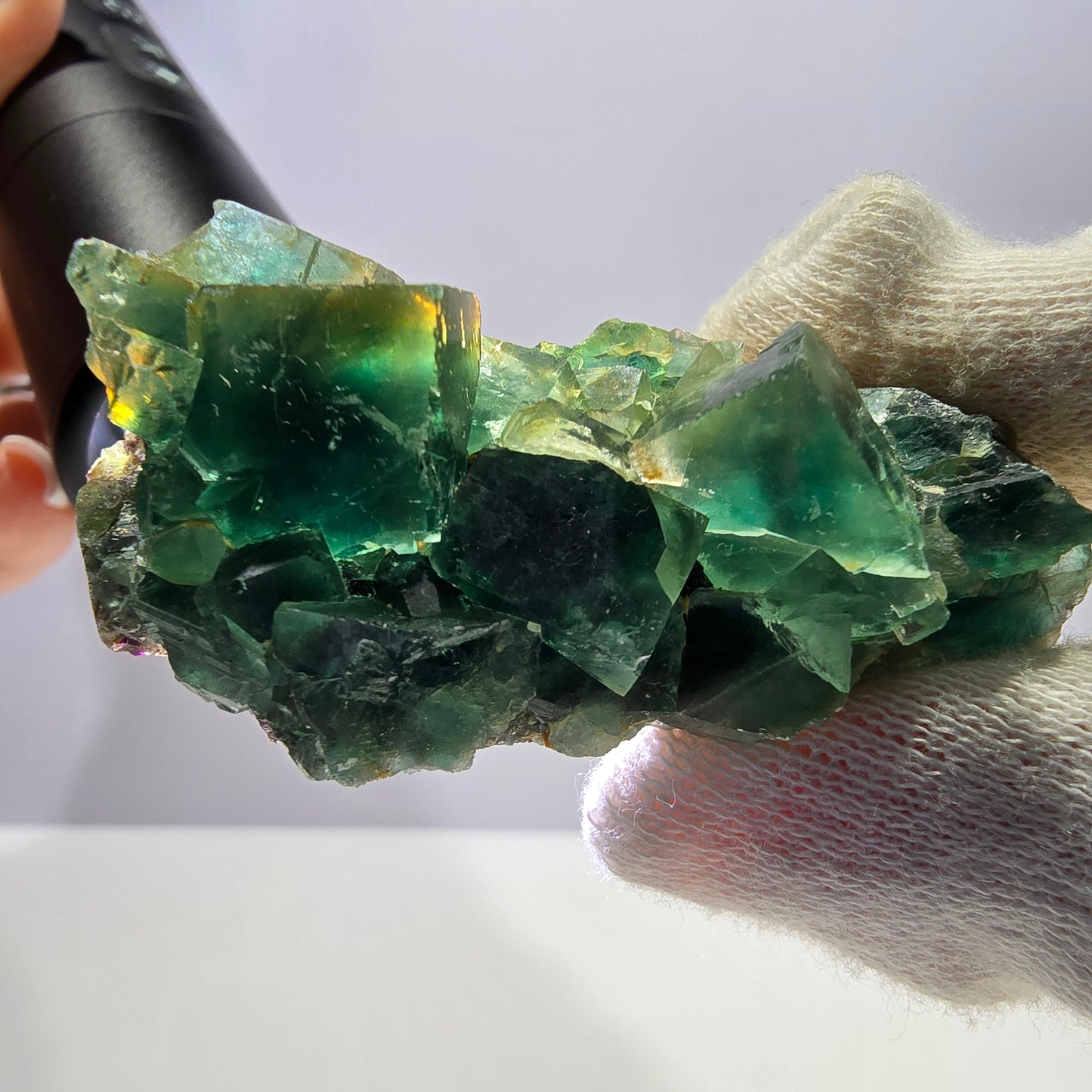 Rare spécimen de cube de fluorite fantôme, parqueté vert Okorusu, Namibie, 56 x 29 x 31 mm