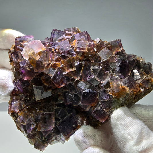 Cube de fluorite fantôme coloré, vert, violet, jaune, Okorusu, namibie, 104x77x37mm