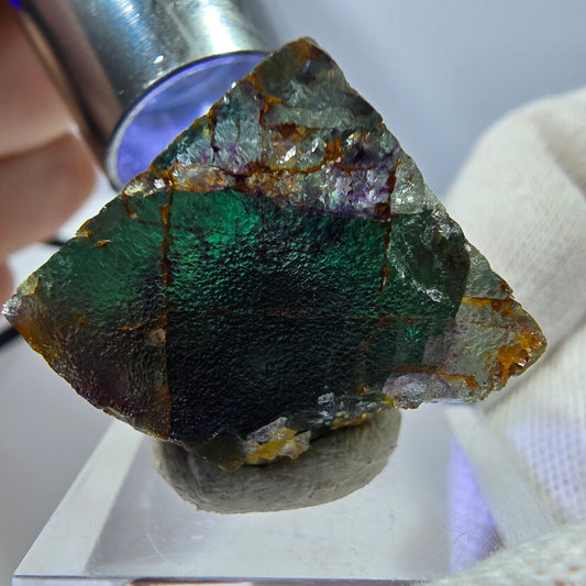 Rare cube de fluorite fantôme zonal, vert violet Okorusu, Namibie 28*25*20mm