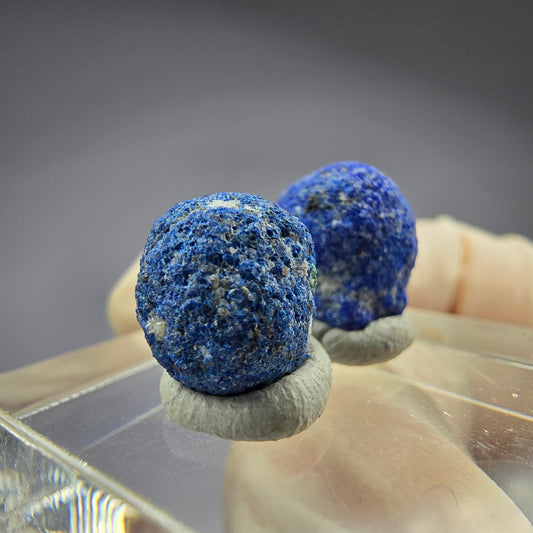 2x seltene Azurit Blueberry - Set 11,5mm+10,3mm Durchmesser aus USA, New Mexico
