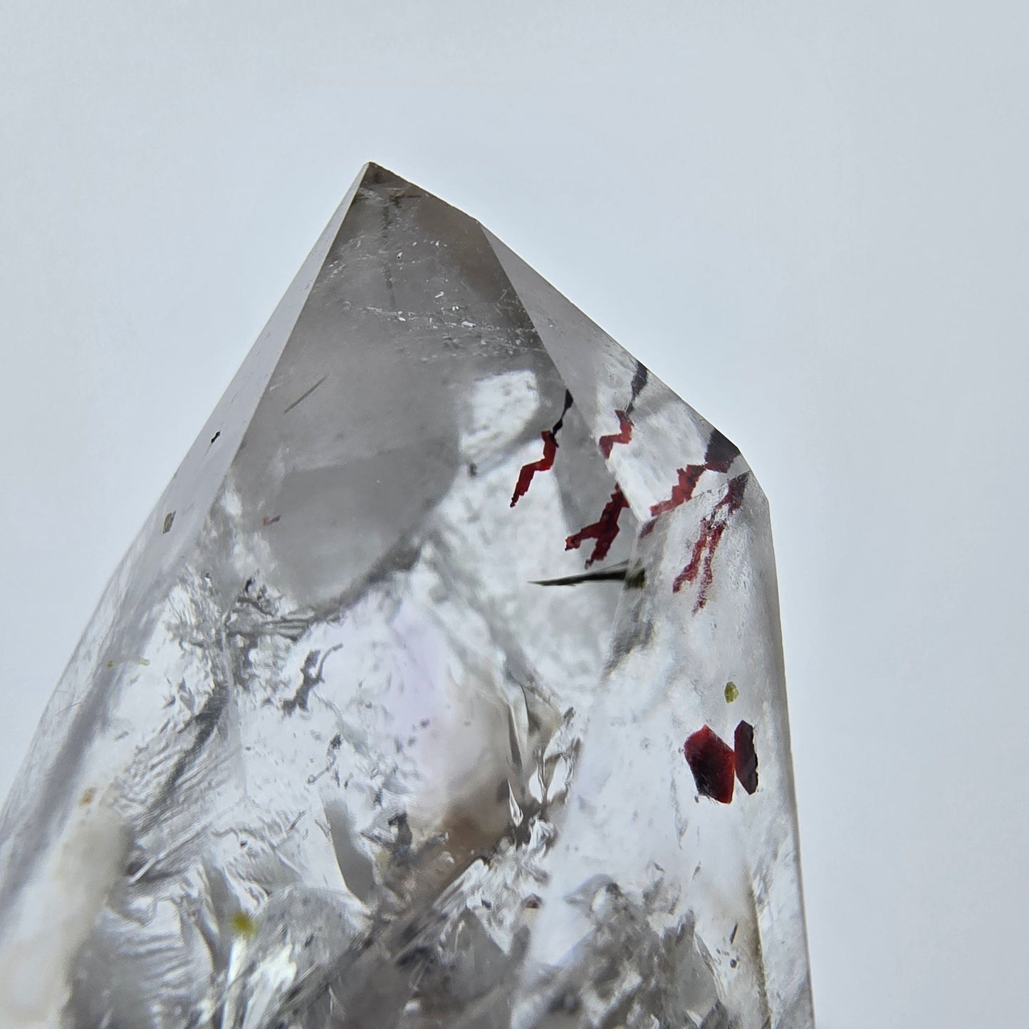 Clear Harlequin Quartz with Prehnite Streep Mine Goboboseb Namibia 39*23*16mm