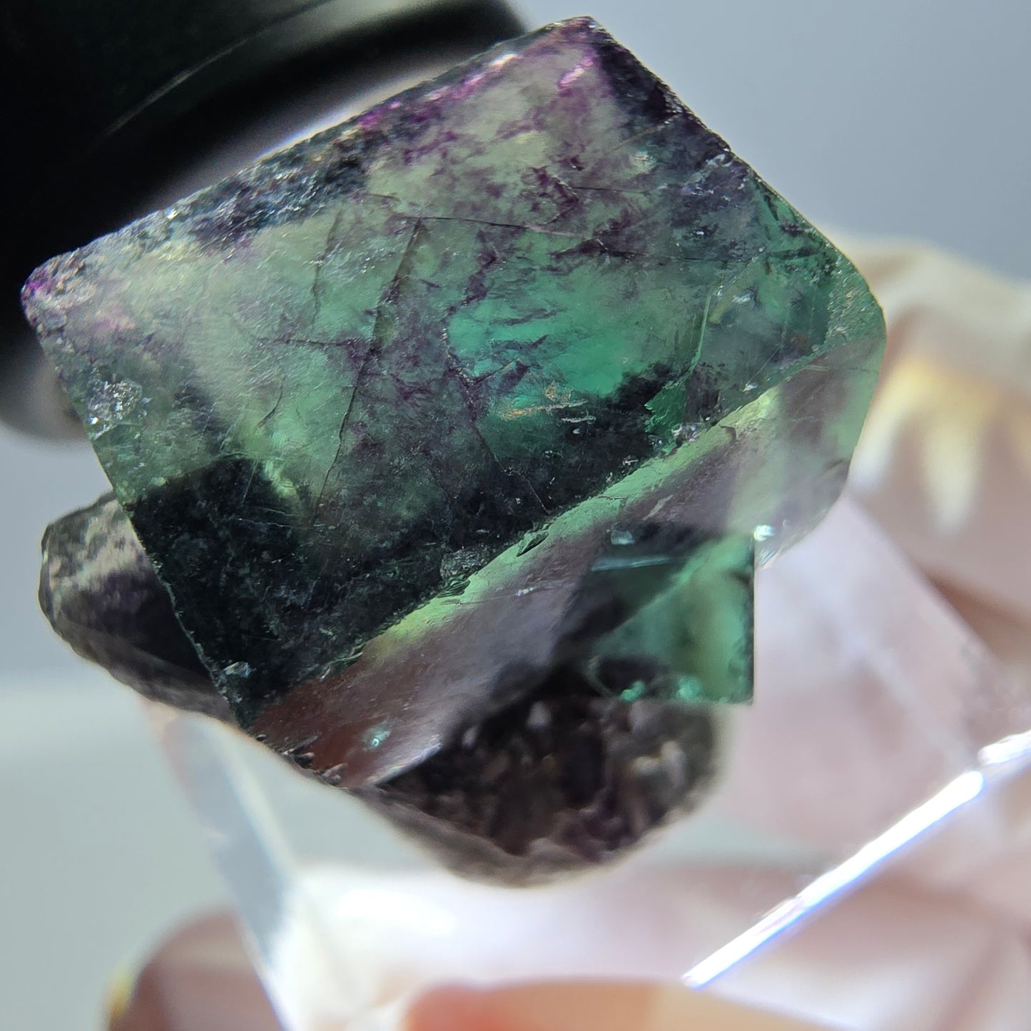Phantom Fluorit Würfel Stufe, grün lila Okorusu, Namibia 21*21*19mm