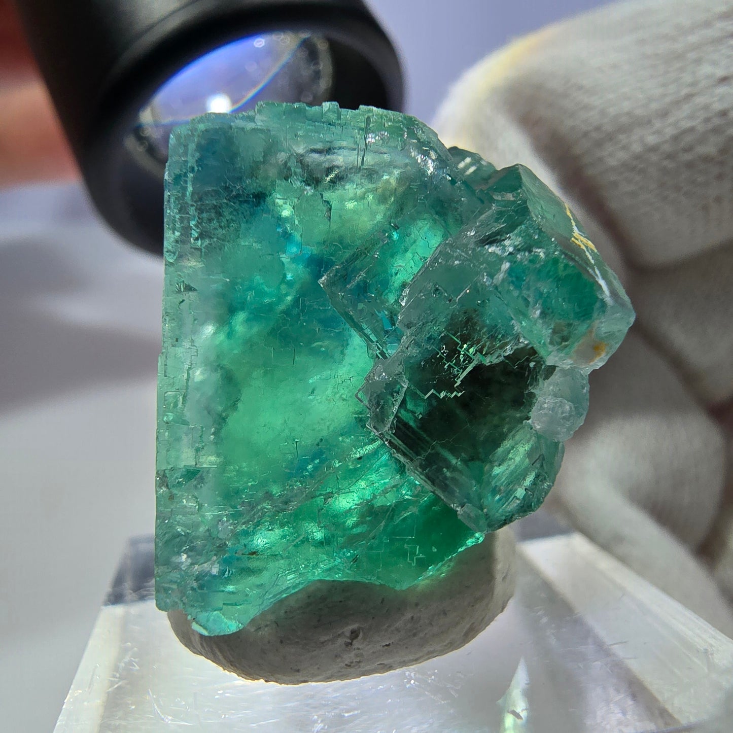 Phantom Fluorit Würfel Stufe parkettiert grün türkis Okorusu Namibia 27*27 *22mm