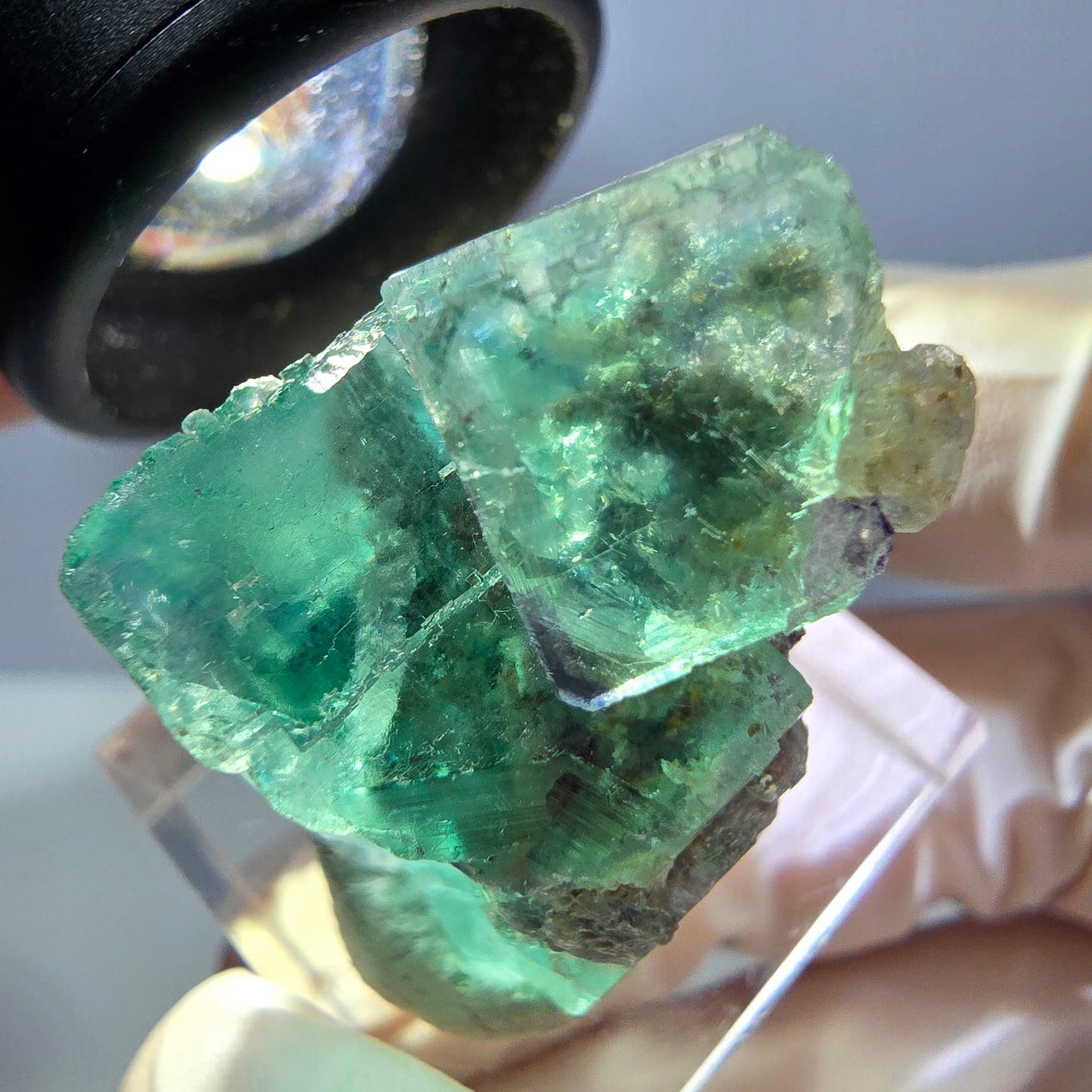 Spécimen de cube de fluorite fantôme, parquet vert Okorusu, Namibie 29 x 22 x 19 mm