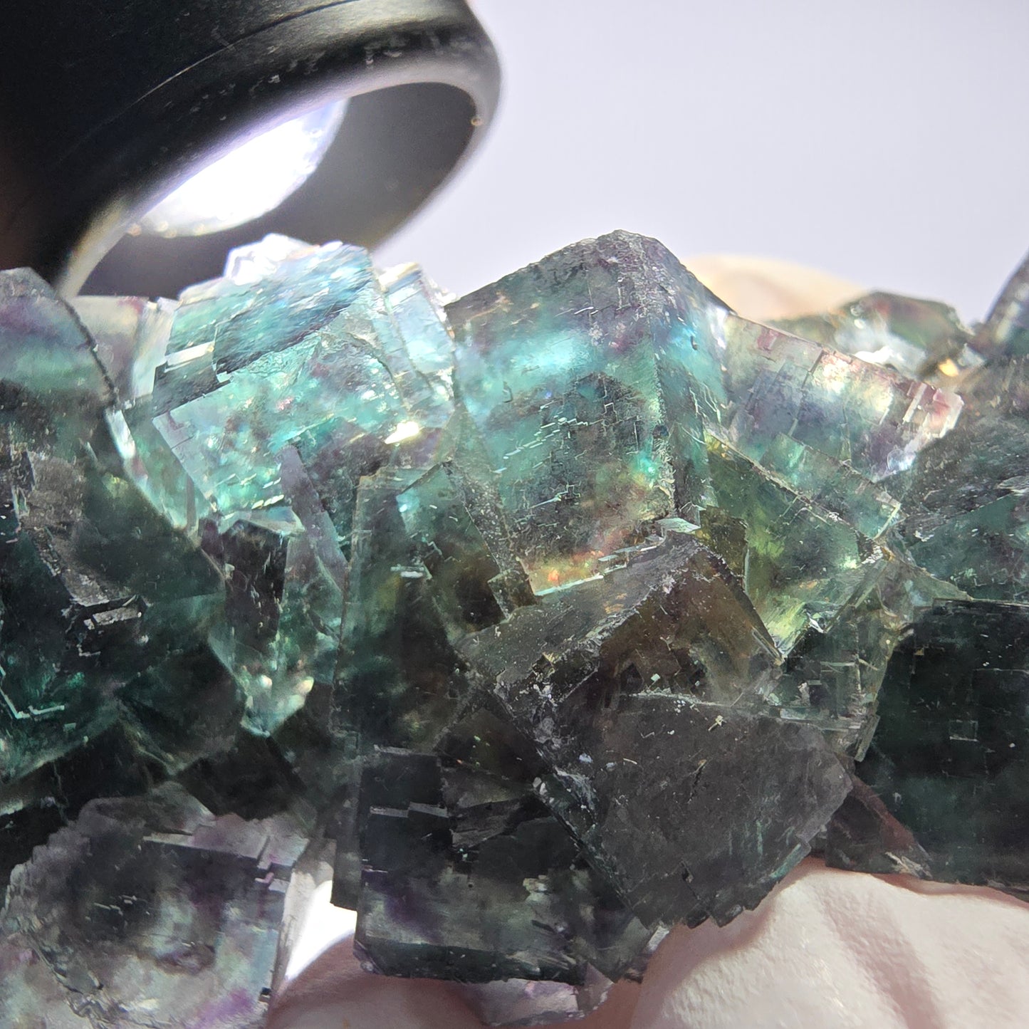 Spécimen de cube de fluorite fantôme, parqueté vert-brun Okorusu, Namibie 89 x 42 x 26 mm