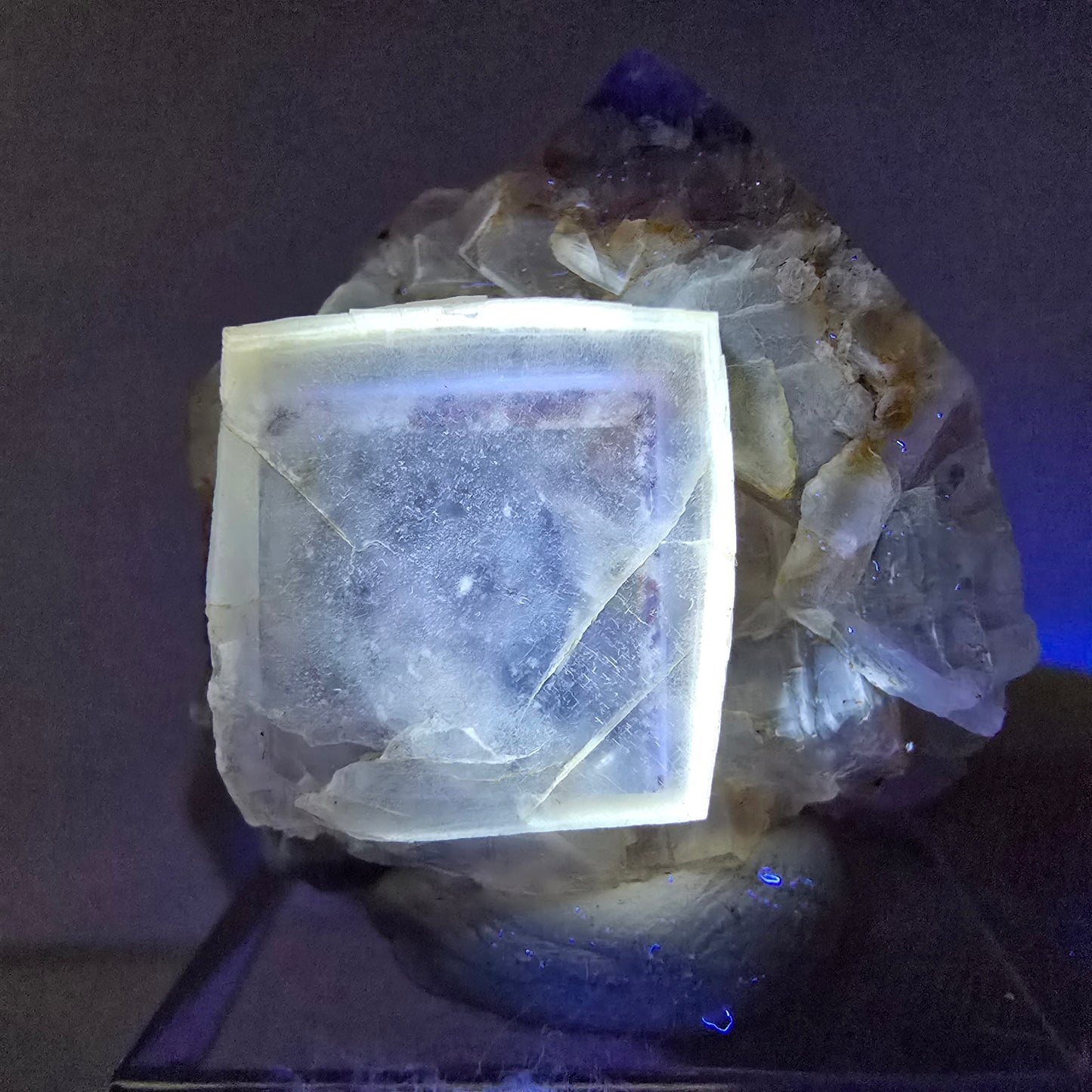 Seltene UV Phantom Fluorit Würfel Stufe lila gelb Brandberg, Namibia 30*27*14mm