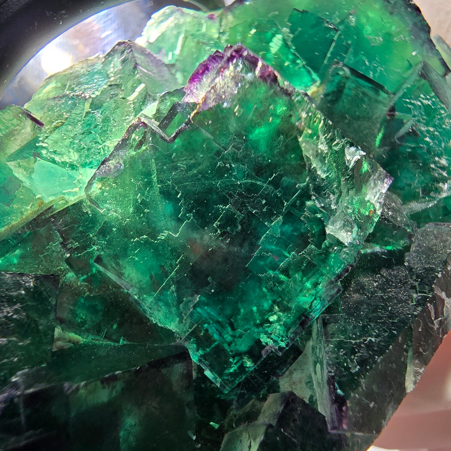 Cube de fluorite fantôme vert étagé, Okorusu, Namibie, 80 x 36 x 20 mm