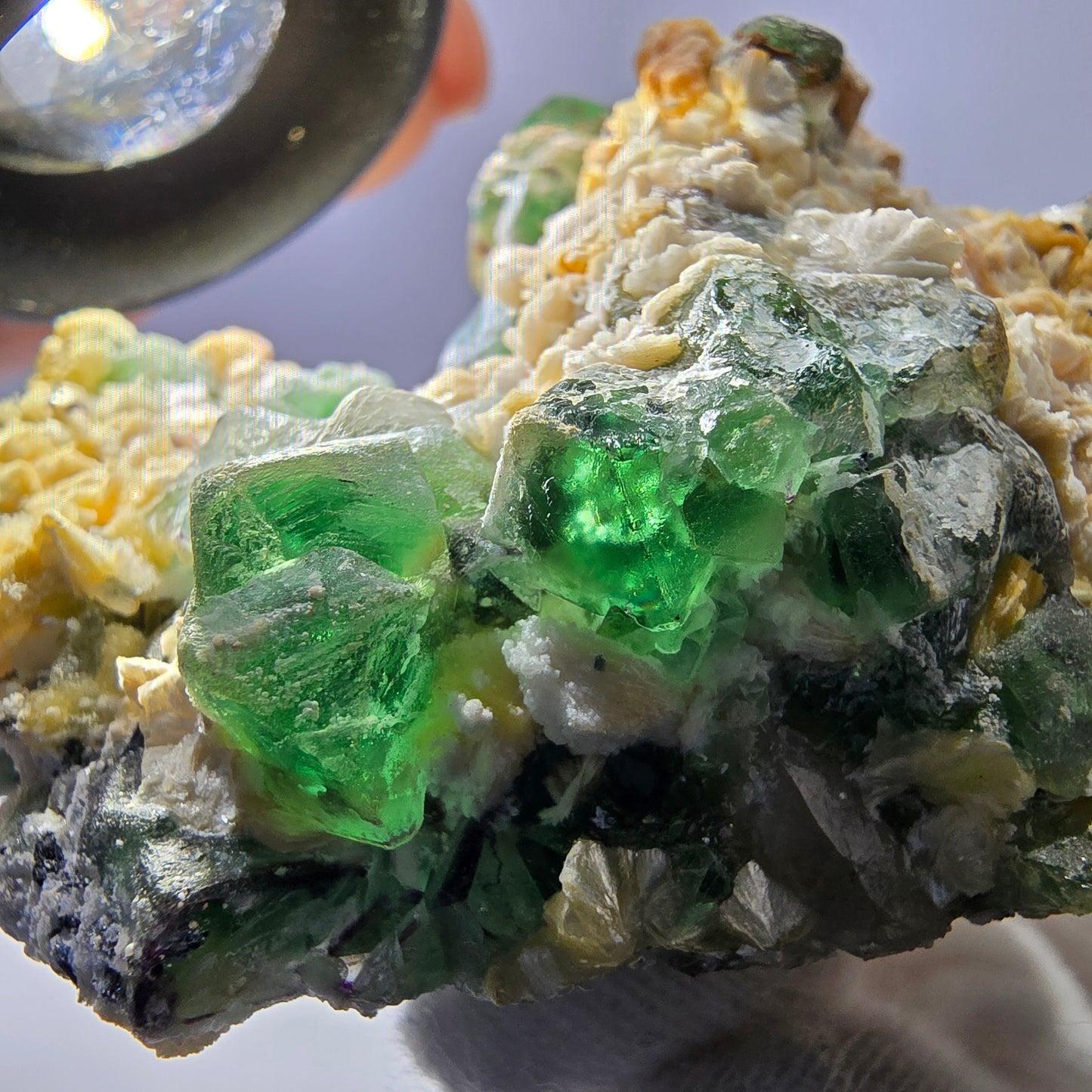 Fluorite fantôme Schörl Tourmaline Muskovite Hyalite Stage Erongo, Namibie 78*45*42mm
