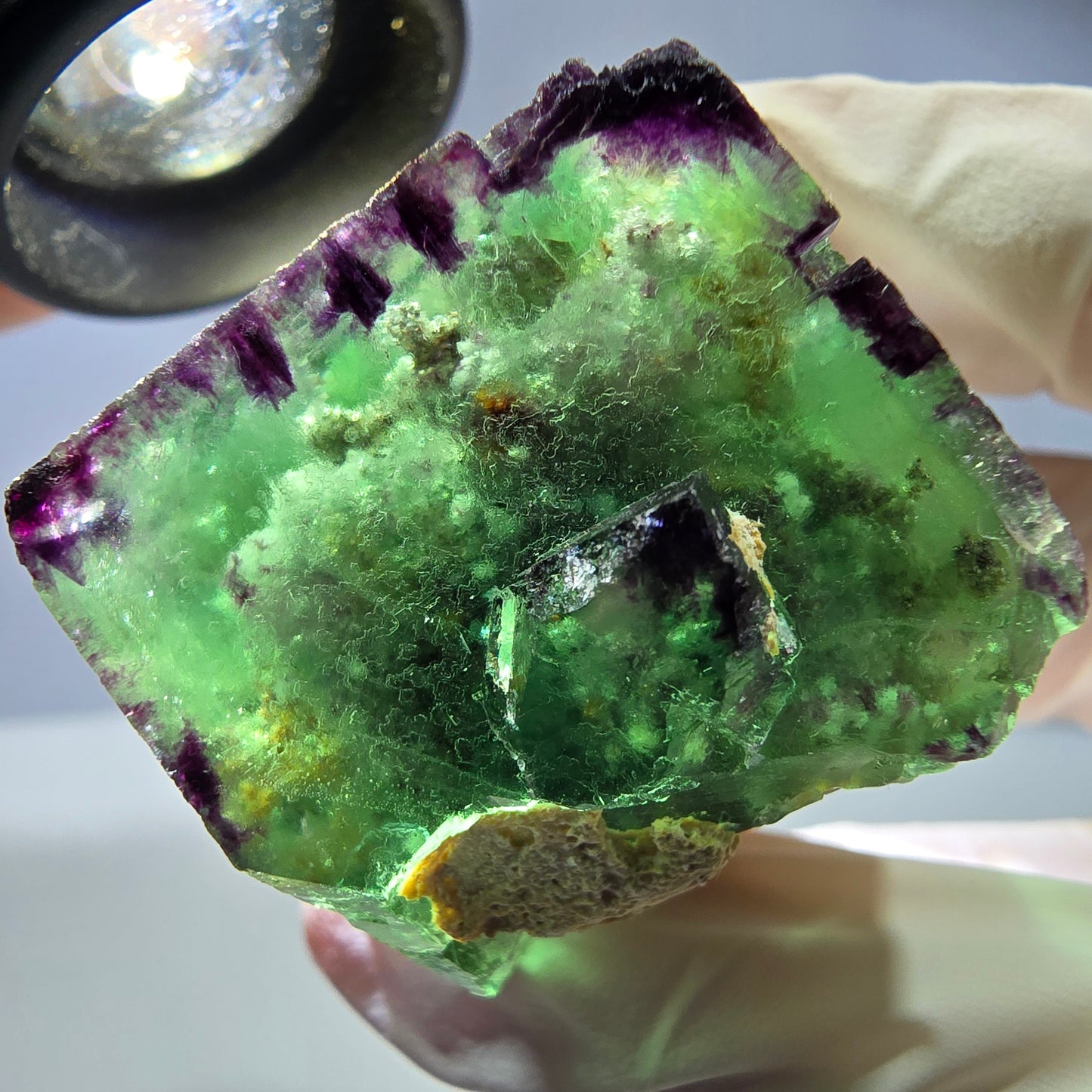Spécimen de cube de fluorite fantôme, parqueté, zonal Okorusu, Namibie 28*28*31mm