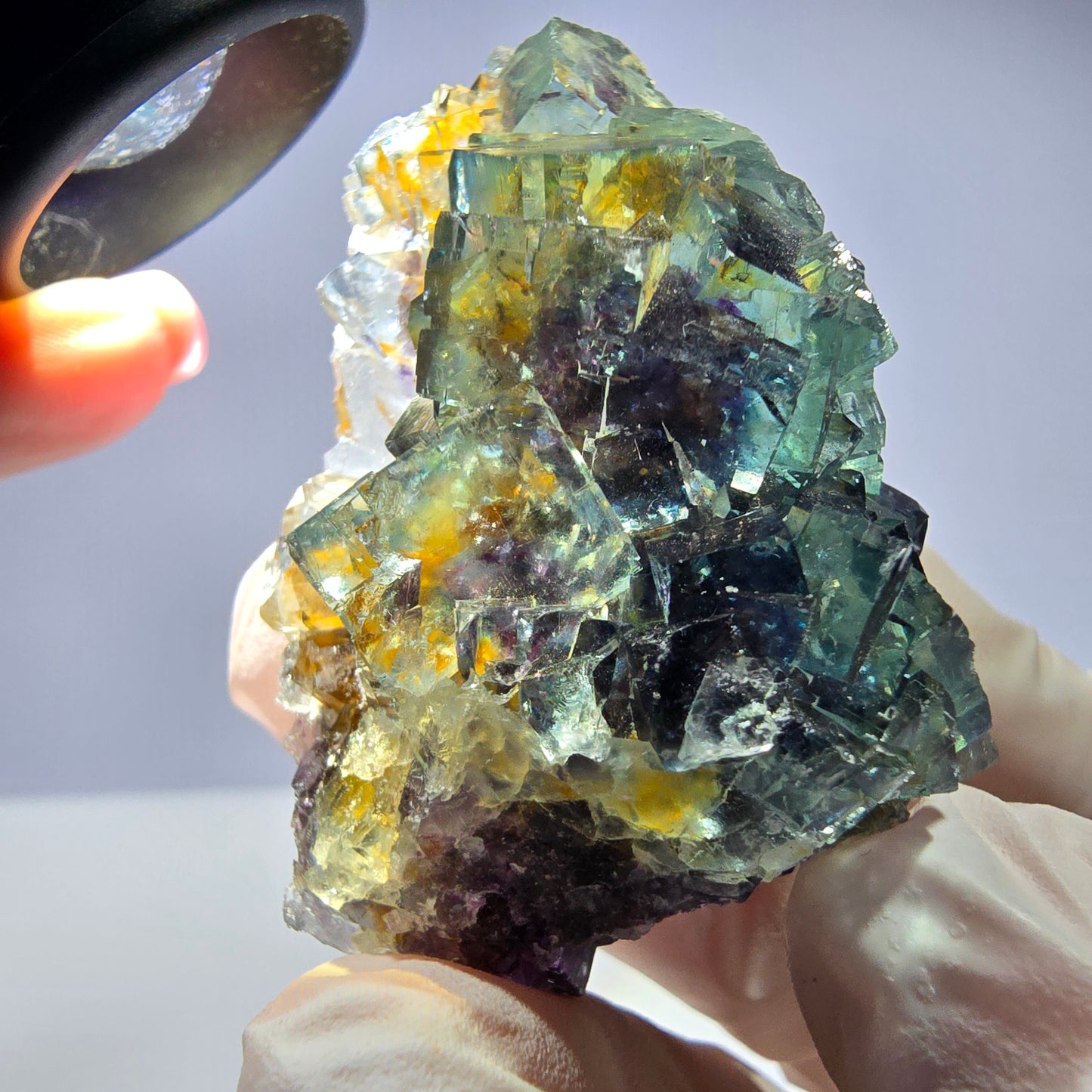 Spécimen de cube de fluorite fantôme très clair parqueté Okorusu, Namibie 49*36*26mm