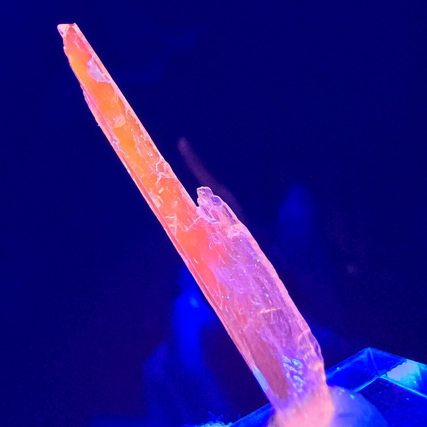 Seltener Kunzit X Spodumen Kristall weiß UV Mineral 44*5*3mm aus Brasilien