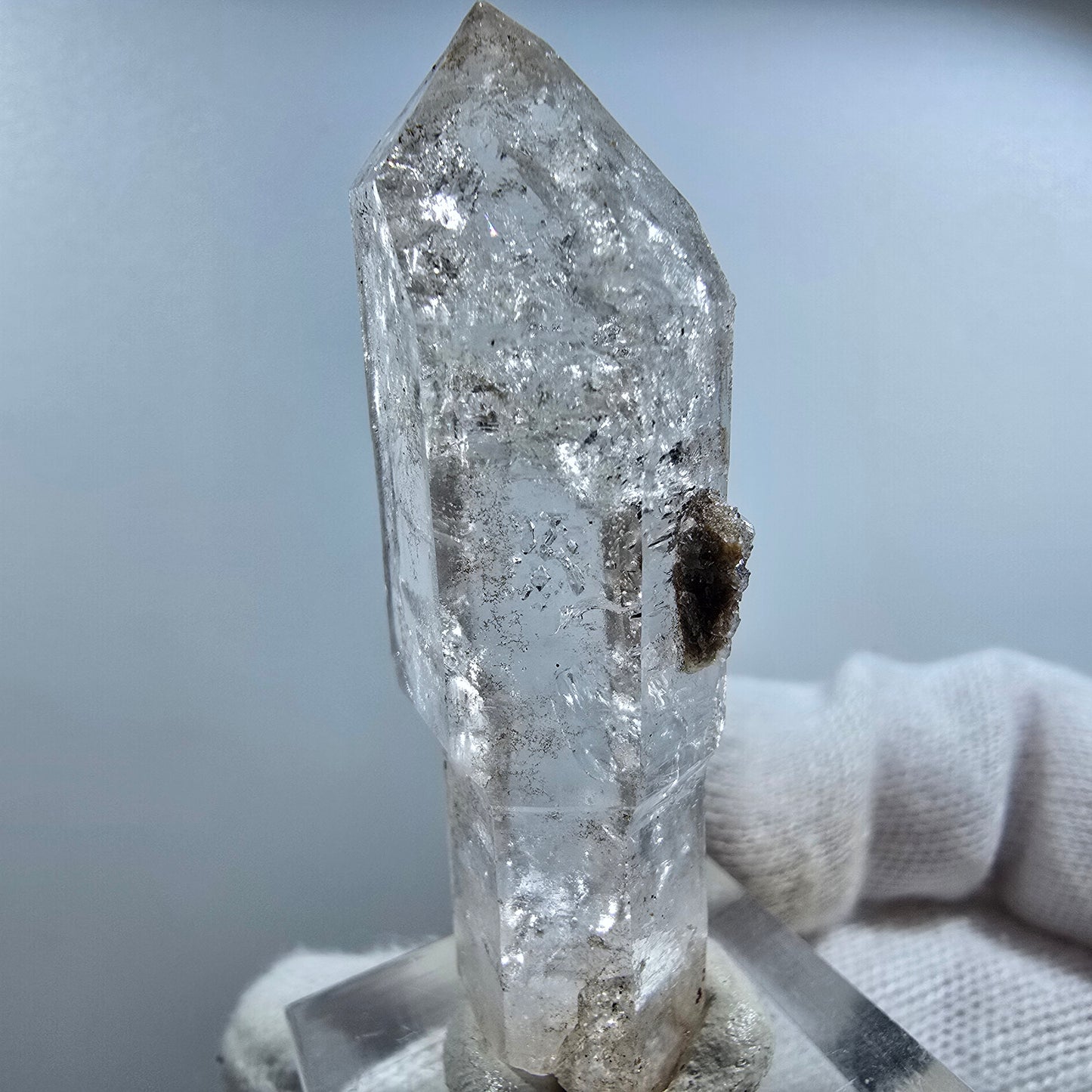 Enhydro Phantom Smoky Quartz Scepter with Calcite Valentine Pocket Goboboseb Namibia 53*19*13mm
