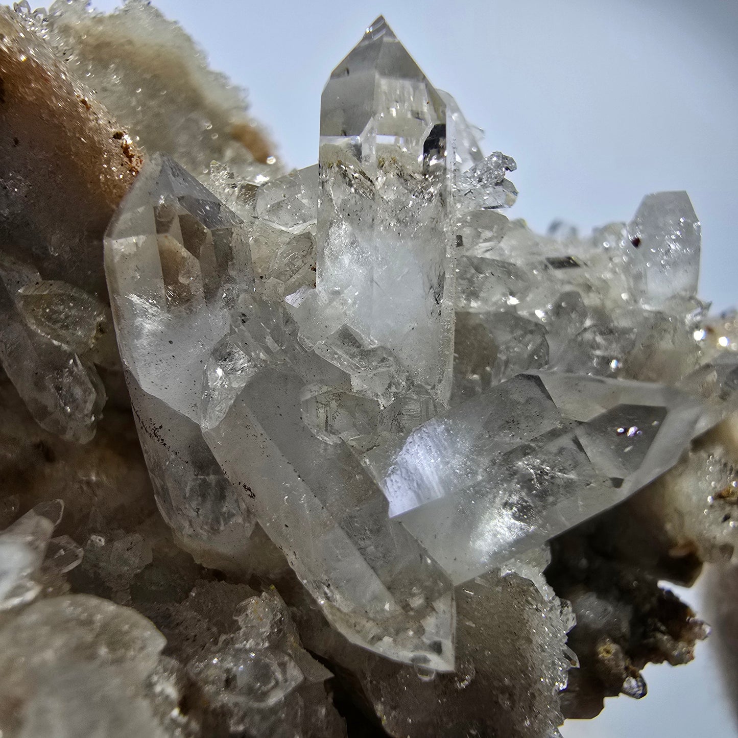 Phantom Smoky Quartz DT, UV Calcite on Matrix Specimen Valentine Pocket, Namibia 86*60*34mm