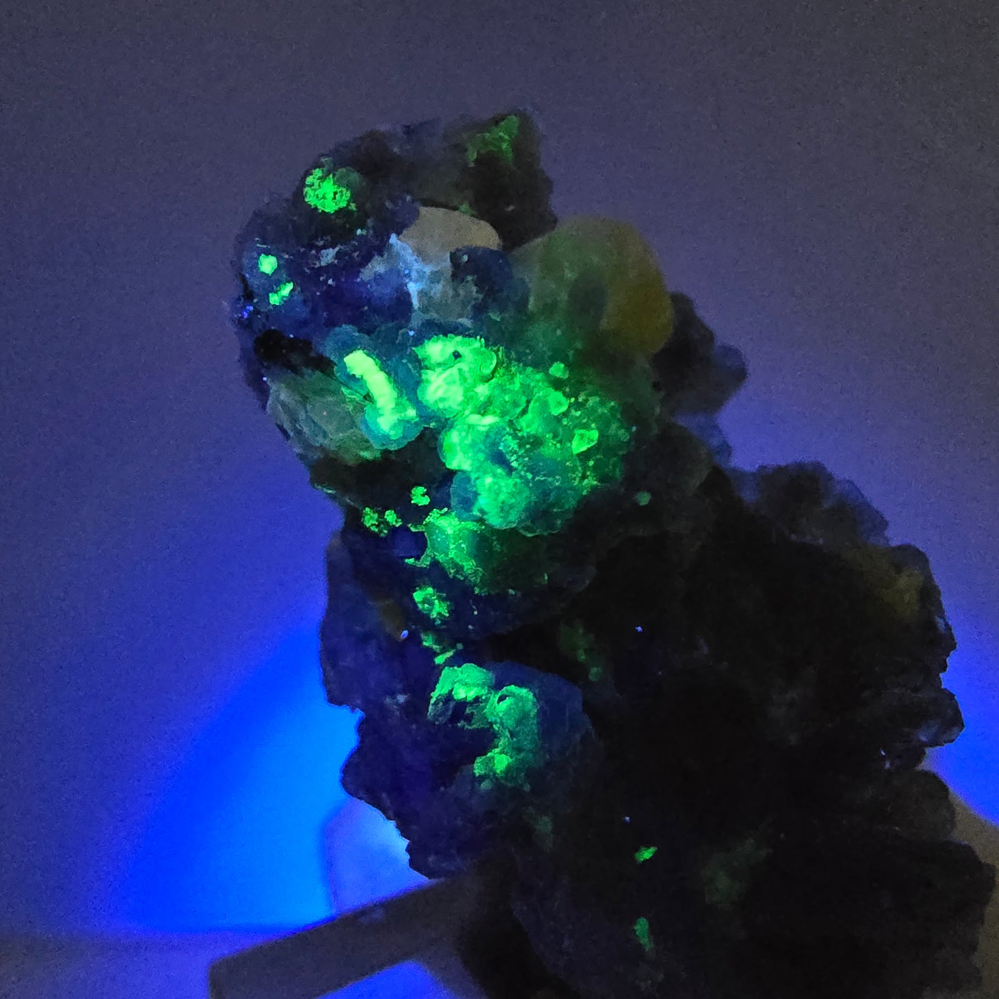 Phantom Fluorit Würfel, Hyalit, Muskovit Stufe Erongo, Namibia 44*28*27mm