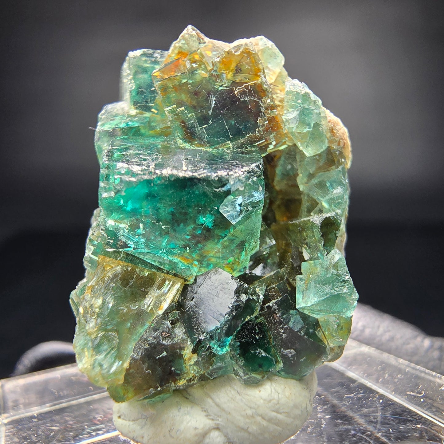 Seltene klare Phantom Fluorit Würfel Stufe grün Okorusu, Namibia 25*18*17mm