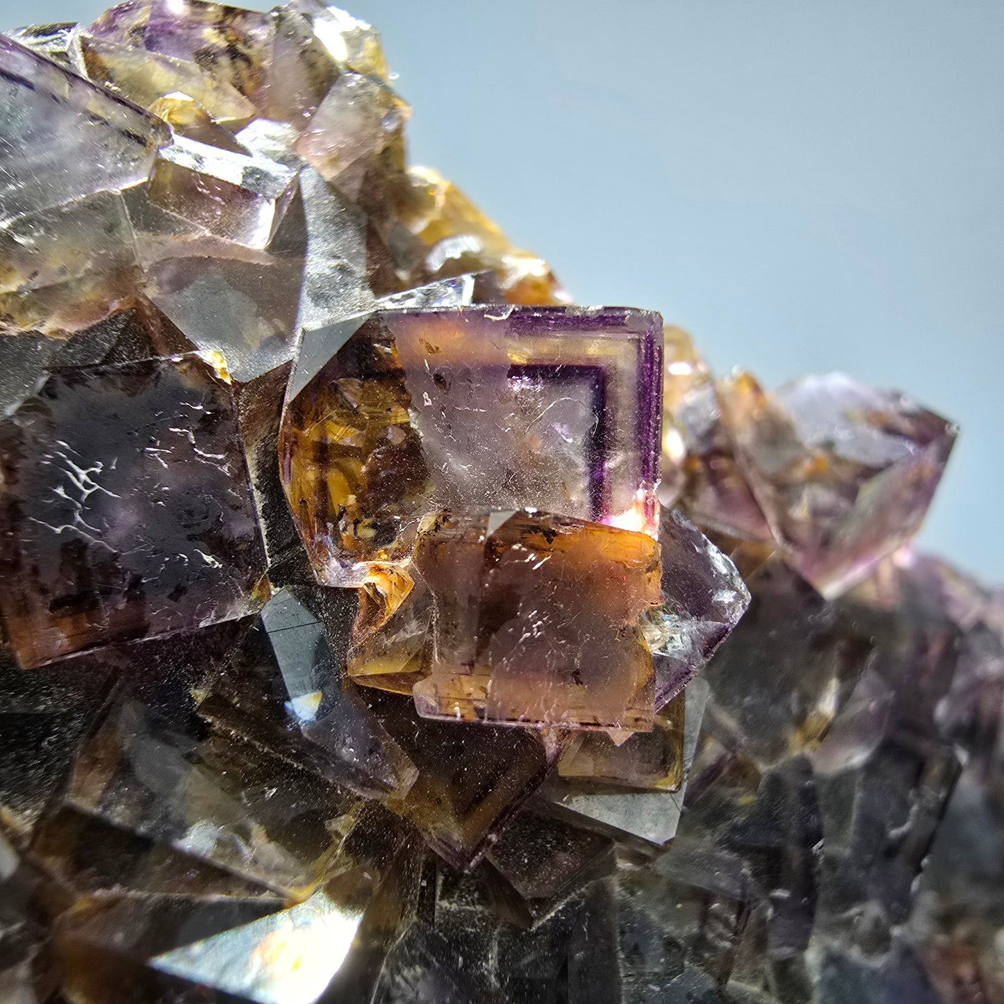 Bunte Phantom Fluorit Würfel Stufe grün lila gelb Okorusu, Namibia 104*77*37mm