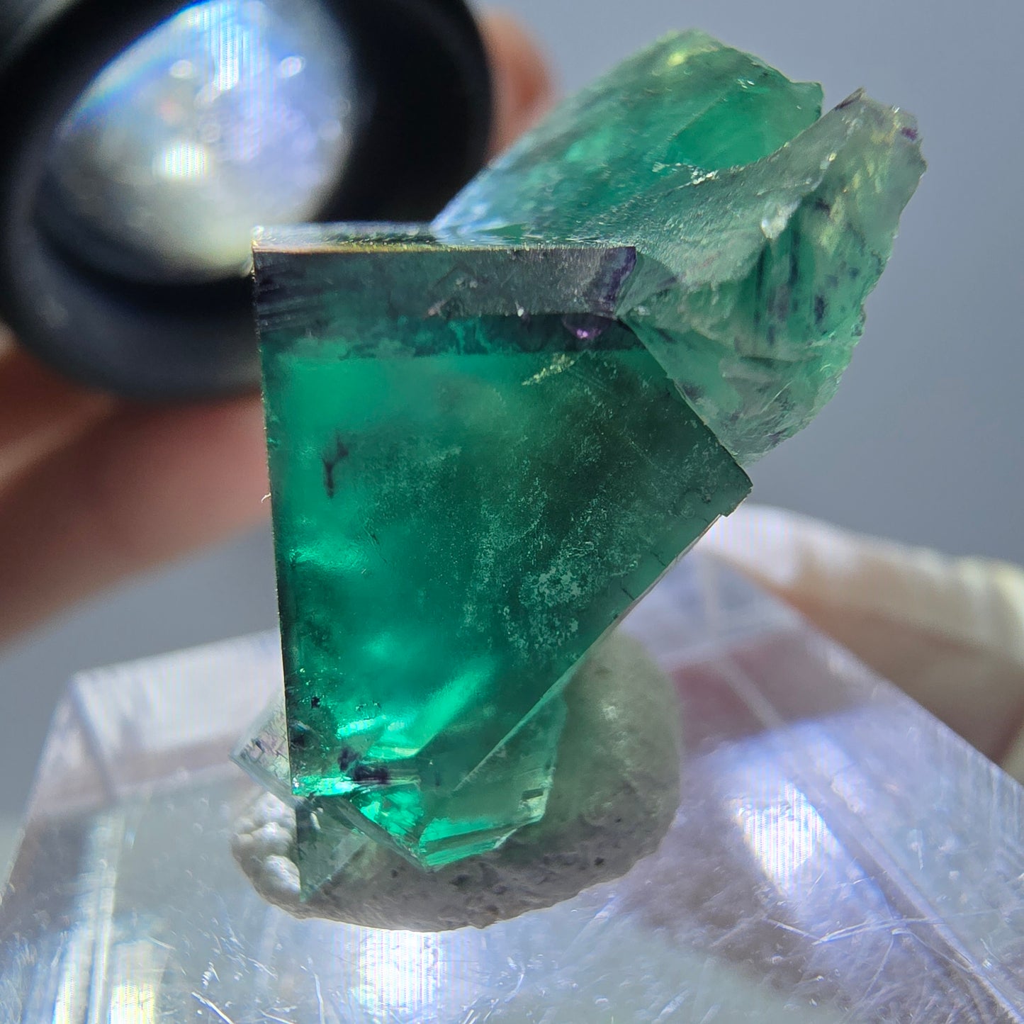 Phantom Fluorit Würfel Stufe, grün lila Okorusu, Namibia 30*20*12mm