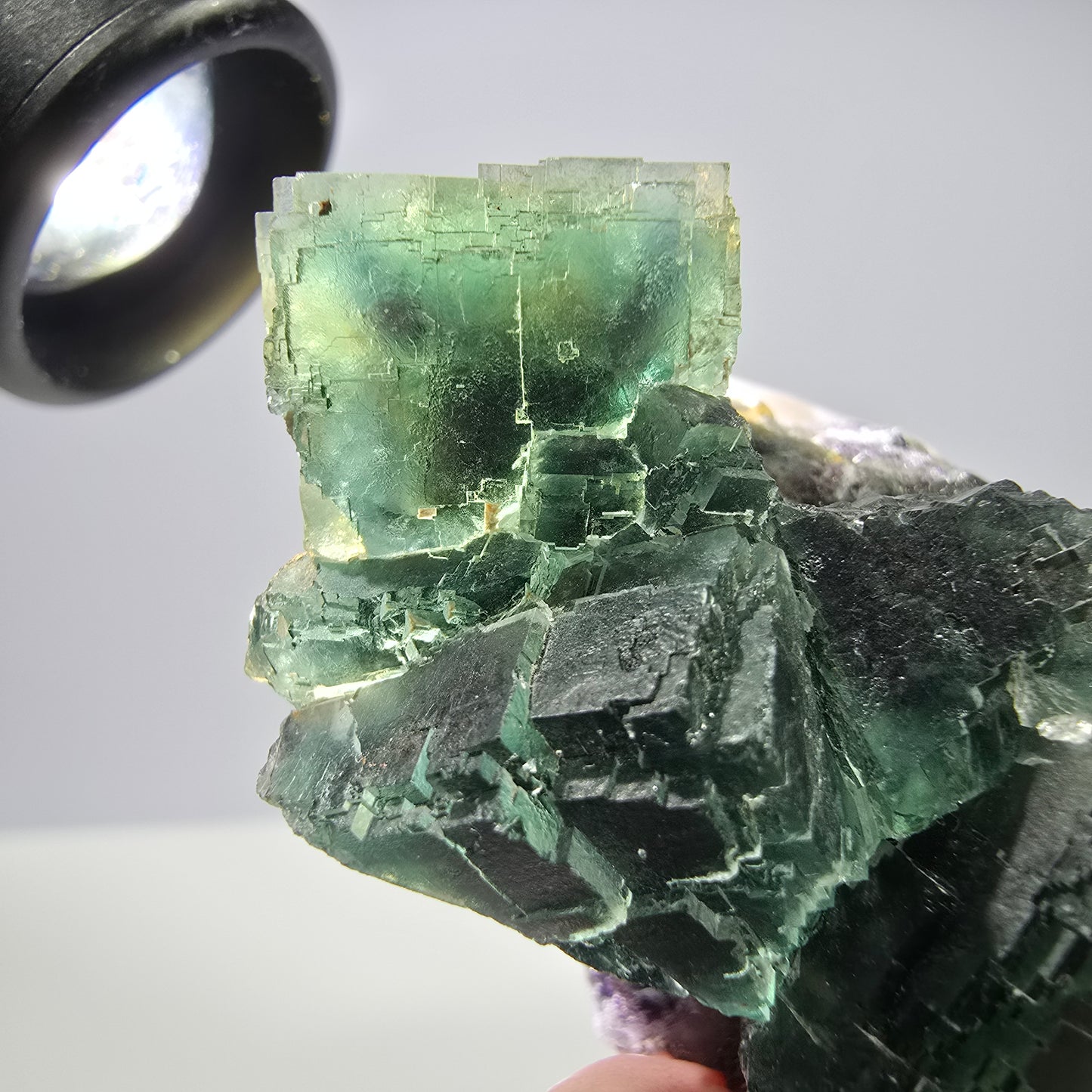 Rare spécimen de cube de fluorite fantôme, parqueté vert Okorusu, Namibie, 61 x 42 x 37 mm