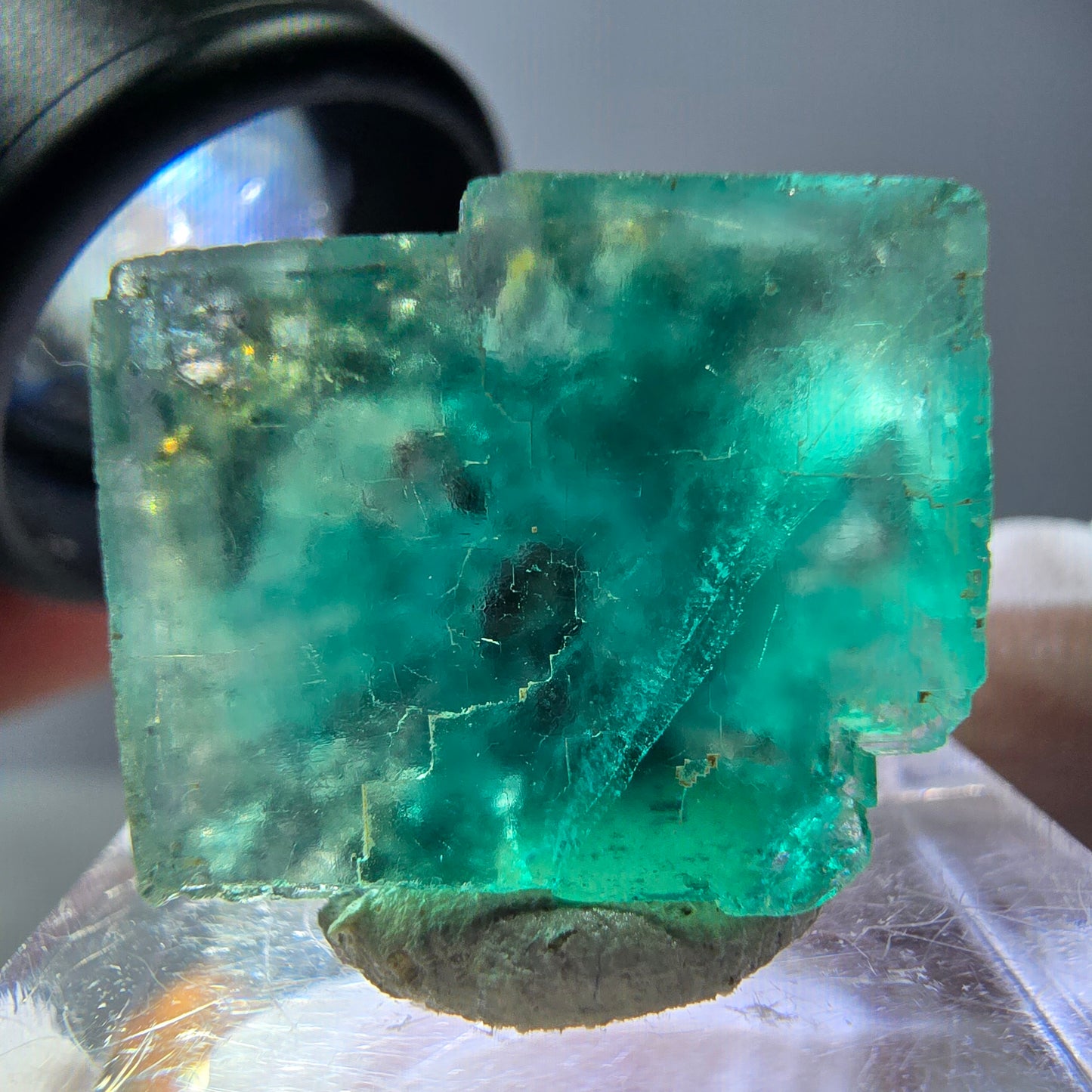 Klarer Phantom Fluorit Würfel parkettiert, grün Okorusu, Namibia 19*16*14mm