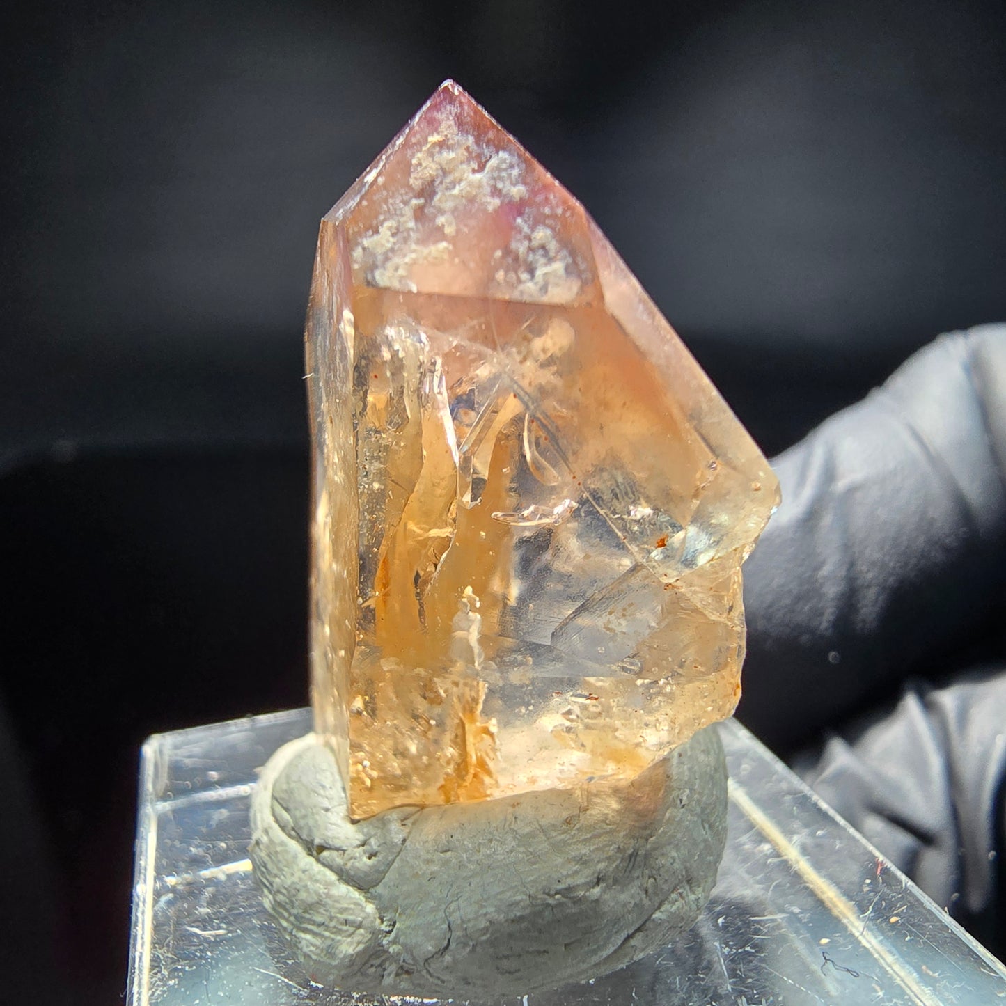 Klare Phantom Amethyst Spitze lila braun Goboboseb Namibia 28*21*14mm Sammlung