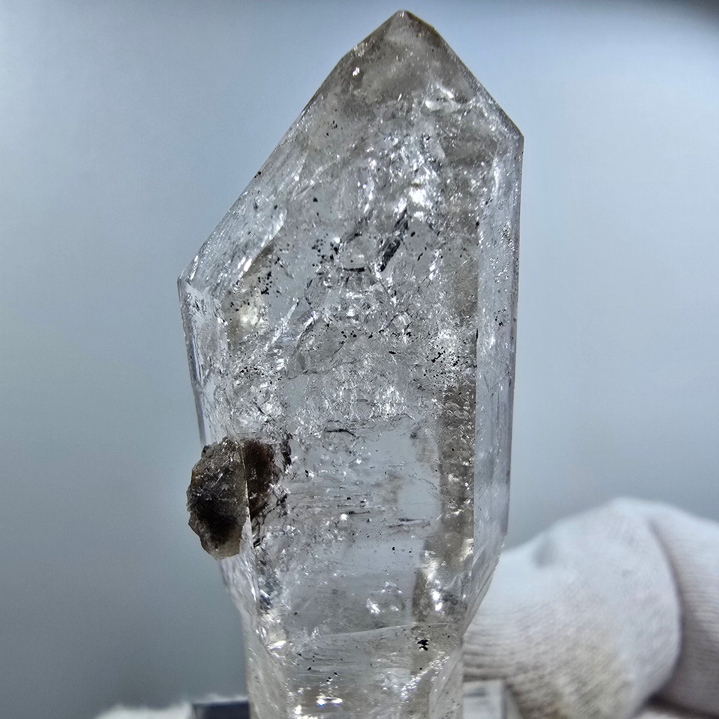 Enhydro Phantom Smoky Quartz Scepter with Calcite Valentine Pocket Goboboseb Namibia 53*19*13mm
