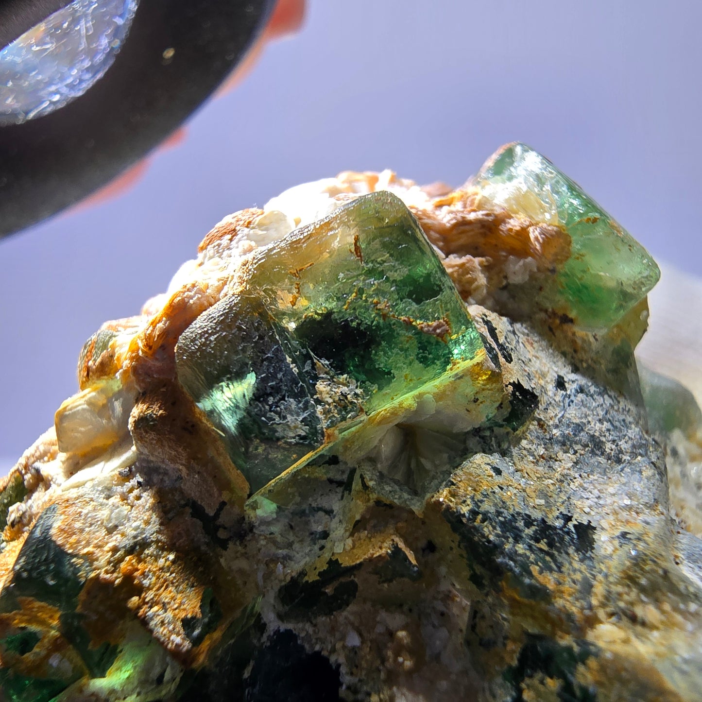 Fluorite fantôme Schörl Tourmaline Muskovite Hyalite Stage Erongo, Namibie 78*45*42mm
