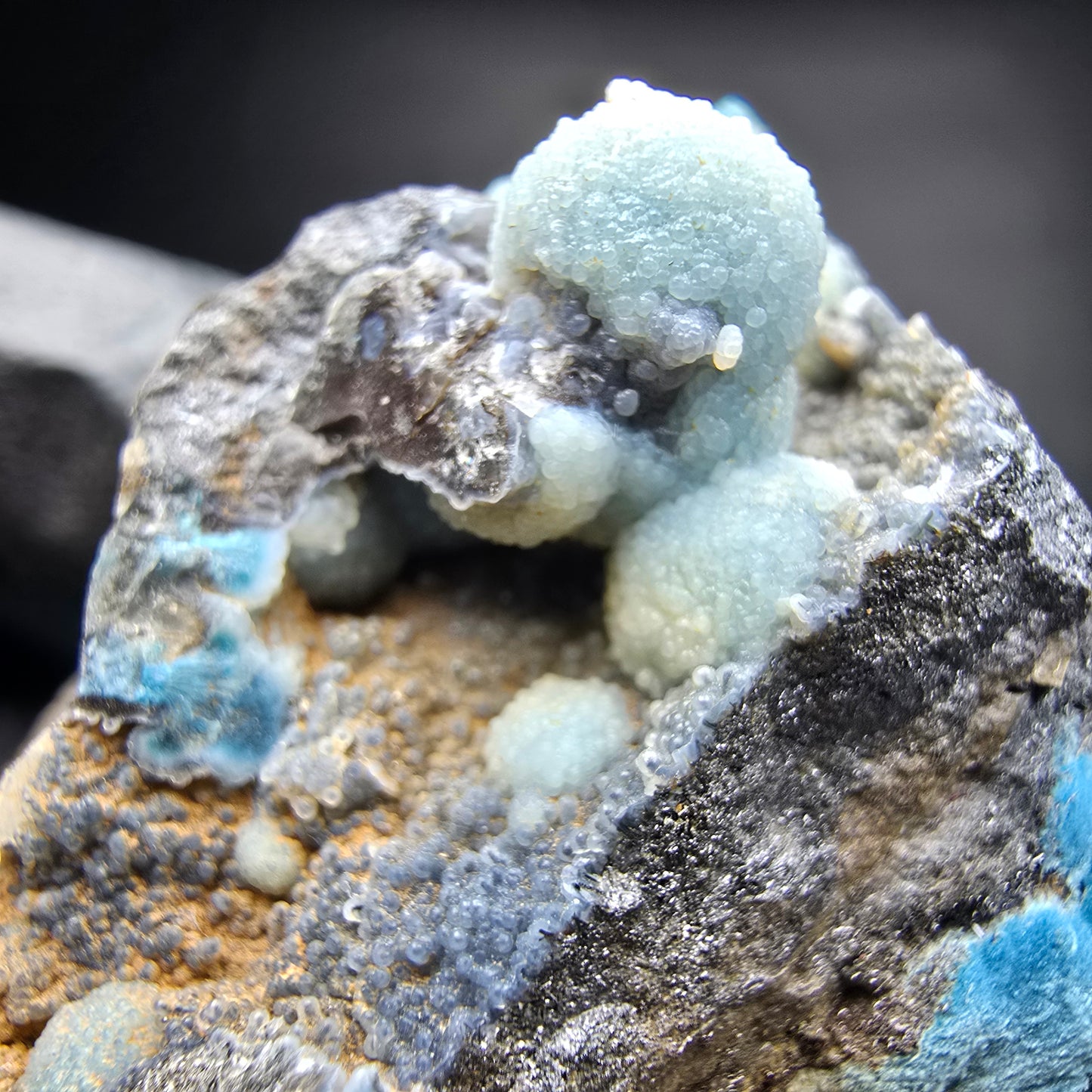 Rare Shattuckite specimen blue, sphere crystals Kaokoveld, Namibia 54*53*48mm