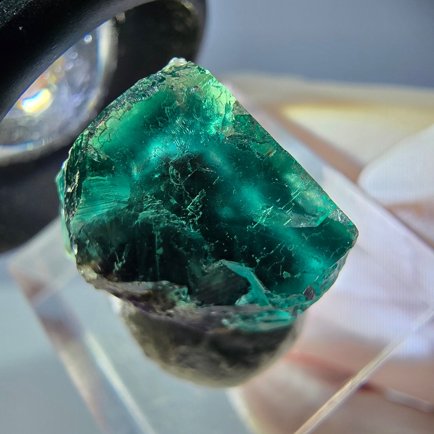 Klarer Phantom Fluorit Würfel parkettiert, grün Okorusu, Namibia 17*15*12mm