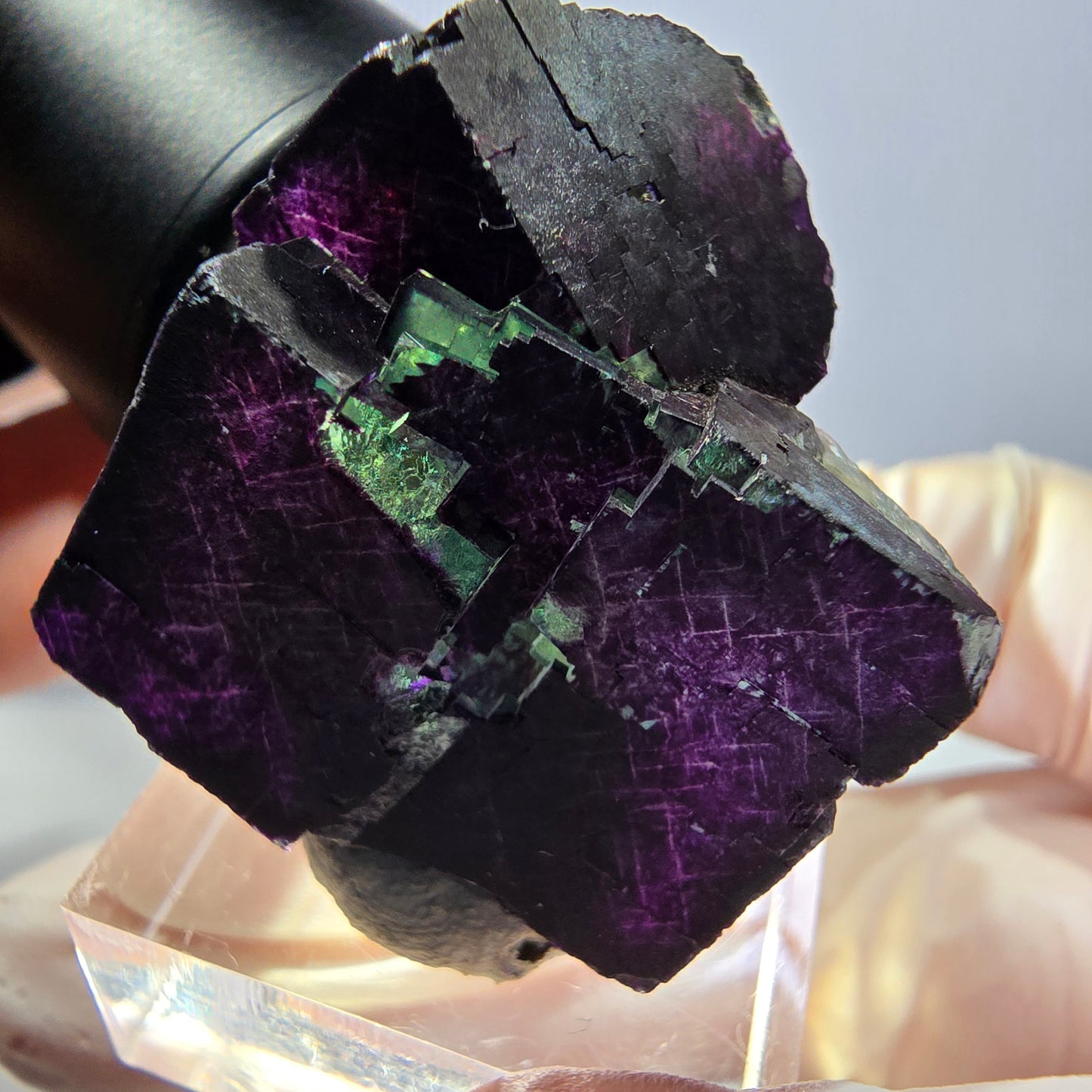 Phantom Fluorit Würfel Stufe grün lila zonal 11:11 Angel Pocket, Namibia 30*28*25mm