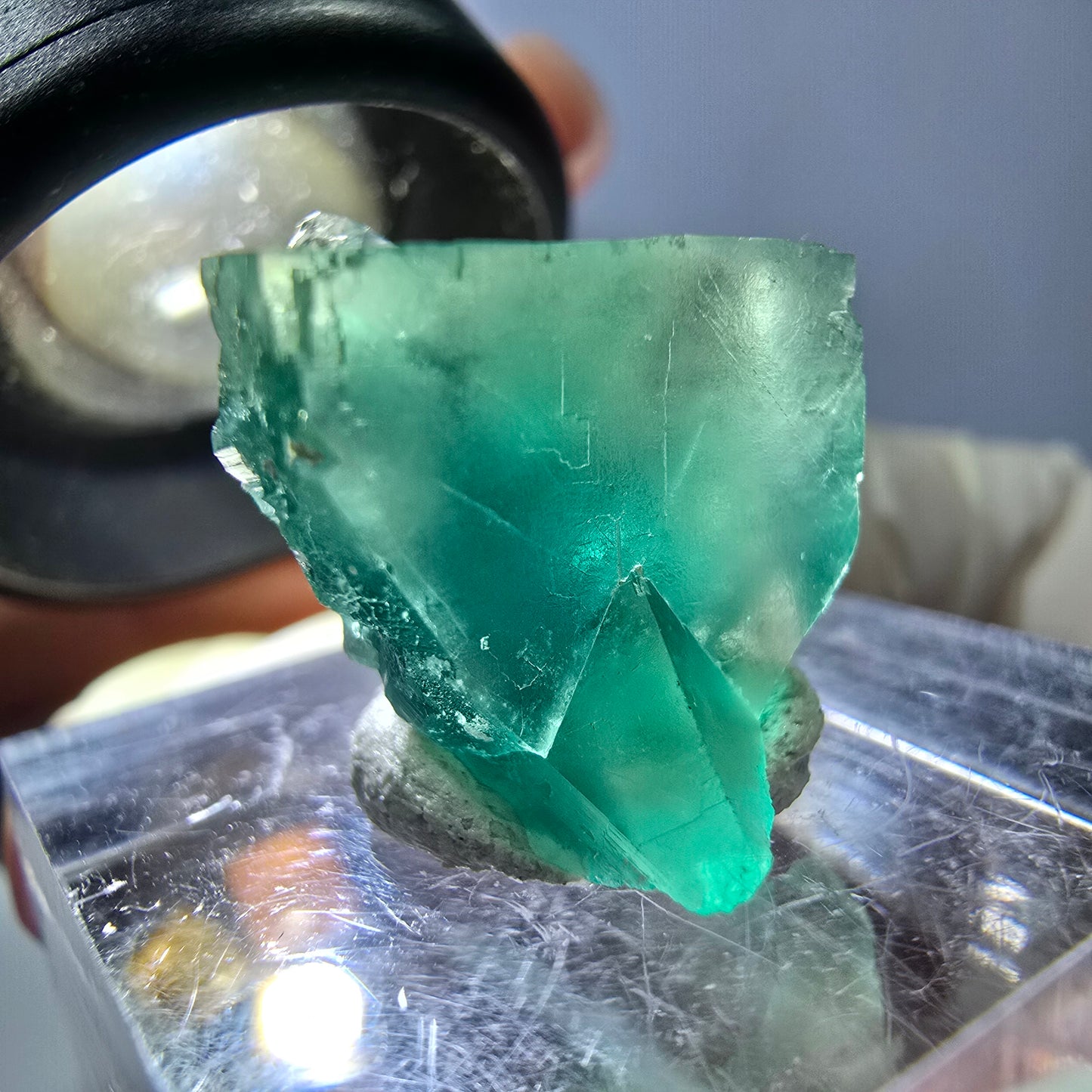 Rare spécimen de cube de fluorite fantôme, vert Okorusu, Namibie 17 x 16 x 16 mm