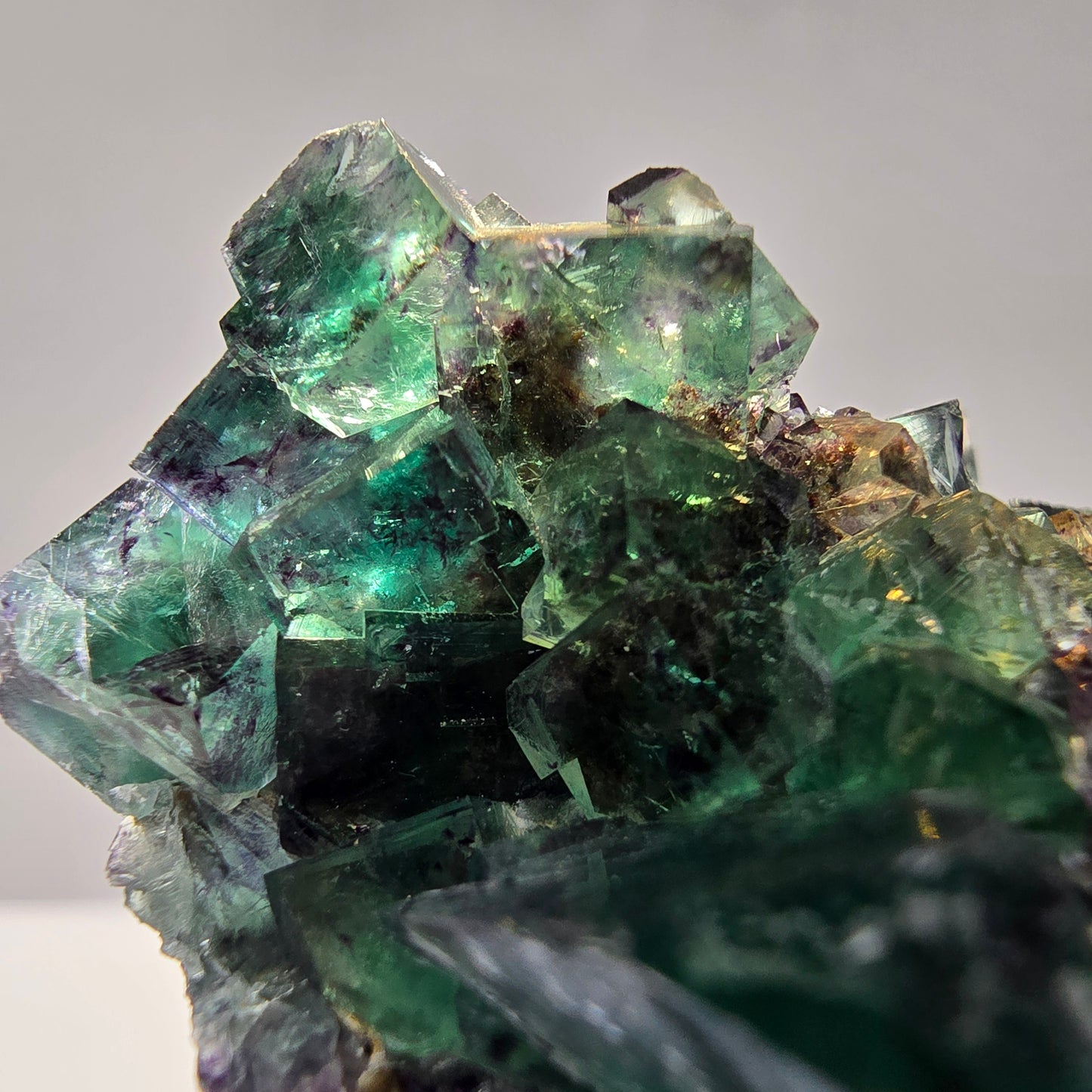 Seltene Phantom Fluorit Würfel Stufe grün lila zonar Okorusu, Namibia 57*49*26mm