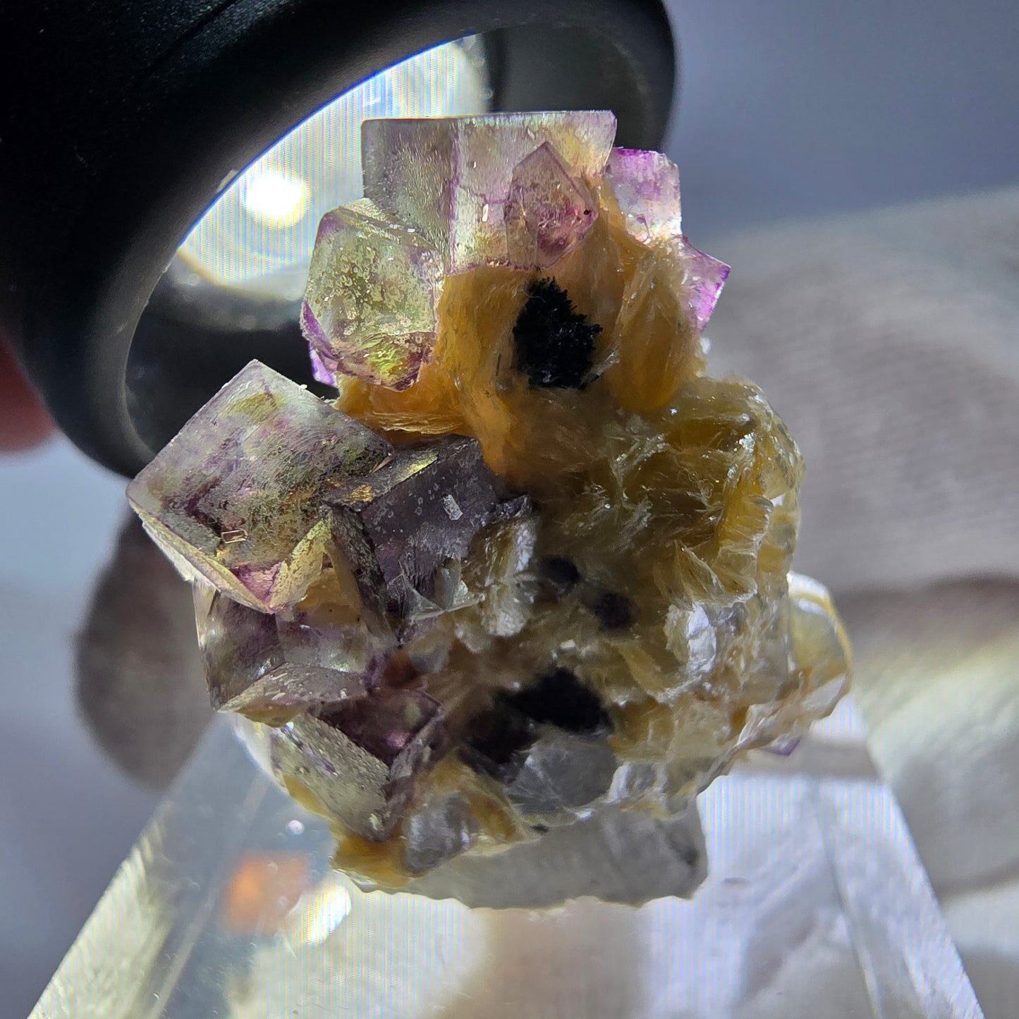 Bunte Phantom Fluorit Schörl Turmalin Muskovit Stufe Erongo, Namibia 31*21*21mm
