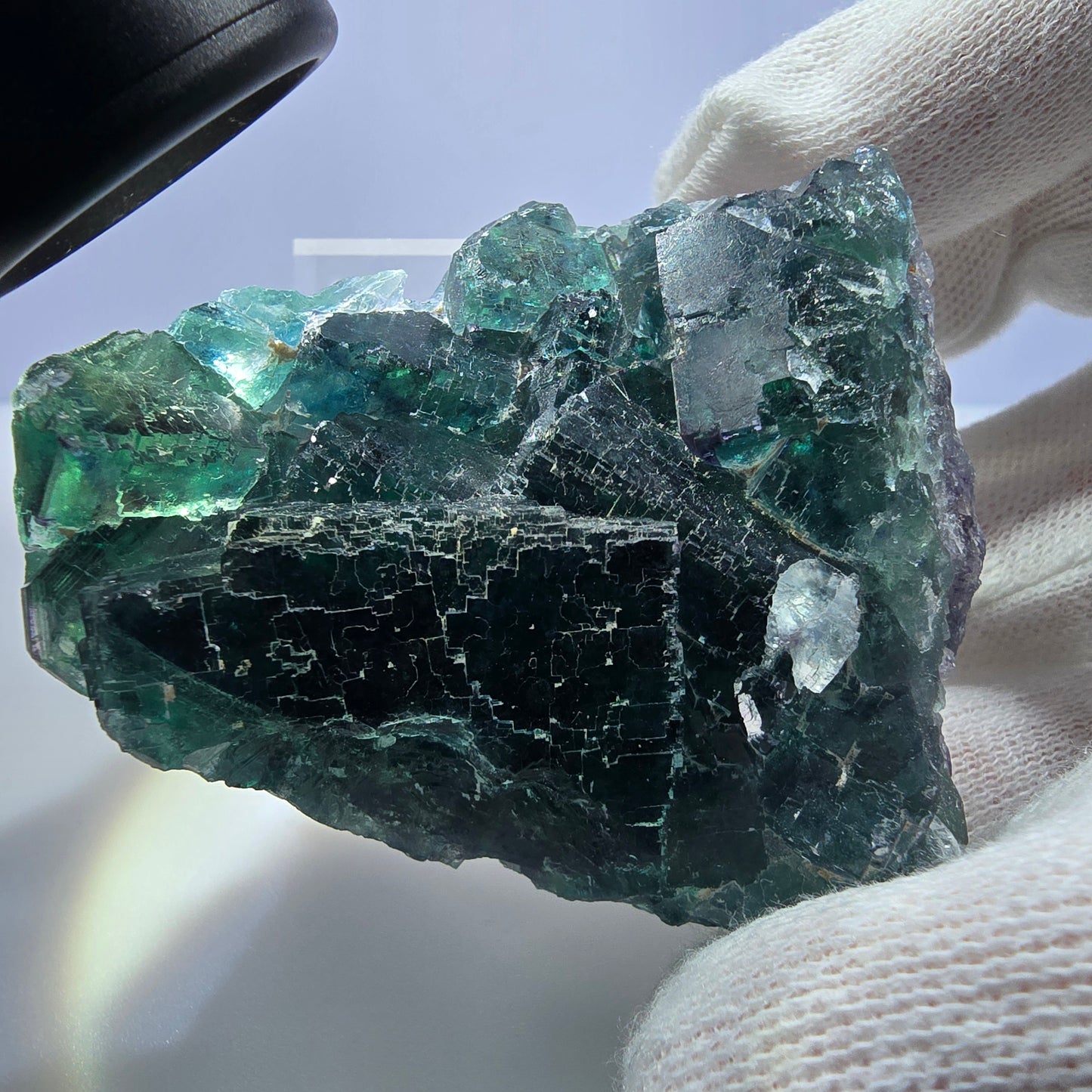 Phantom Fluorit Würfel Stufe parkettiert grün türkis Okorusu, Namibia 66*52*45mm