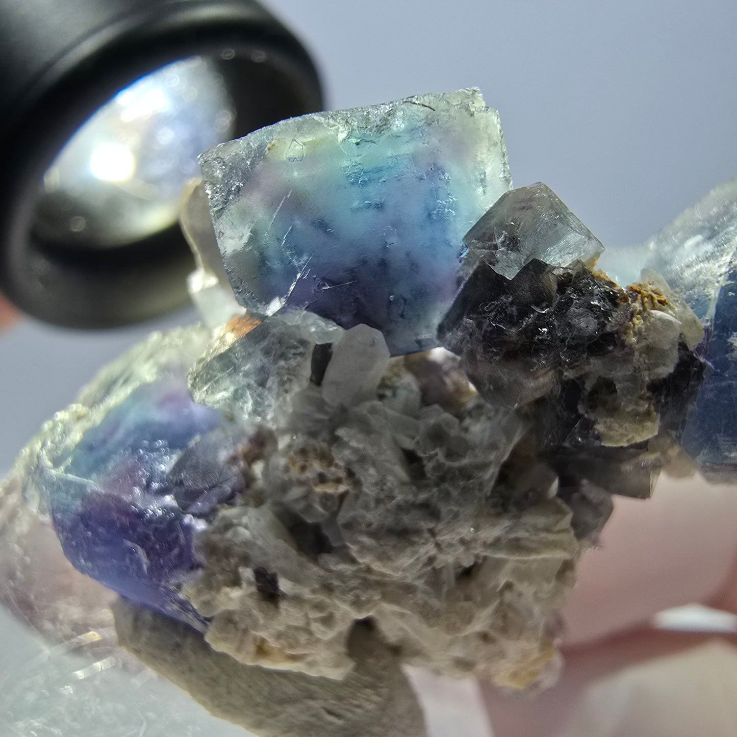 Phantom Fluorit Würfel Stufe, blau lila Okorusu, Namibia 34*29*20mm