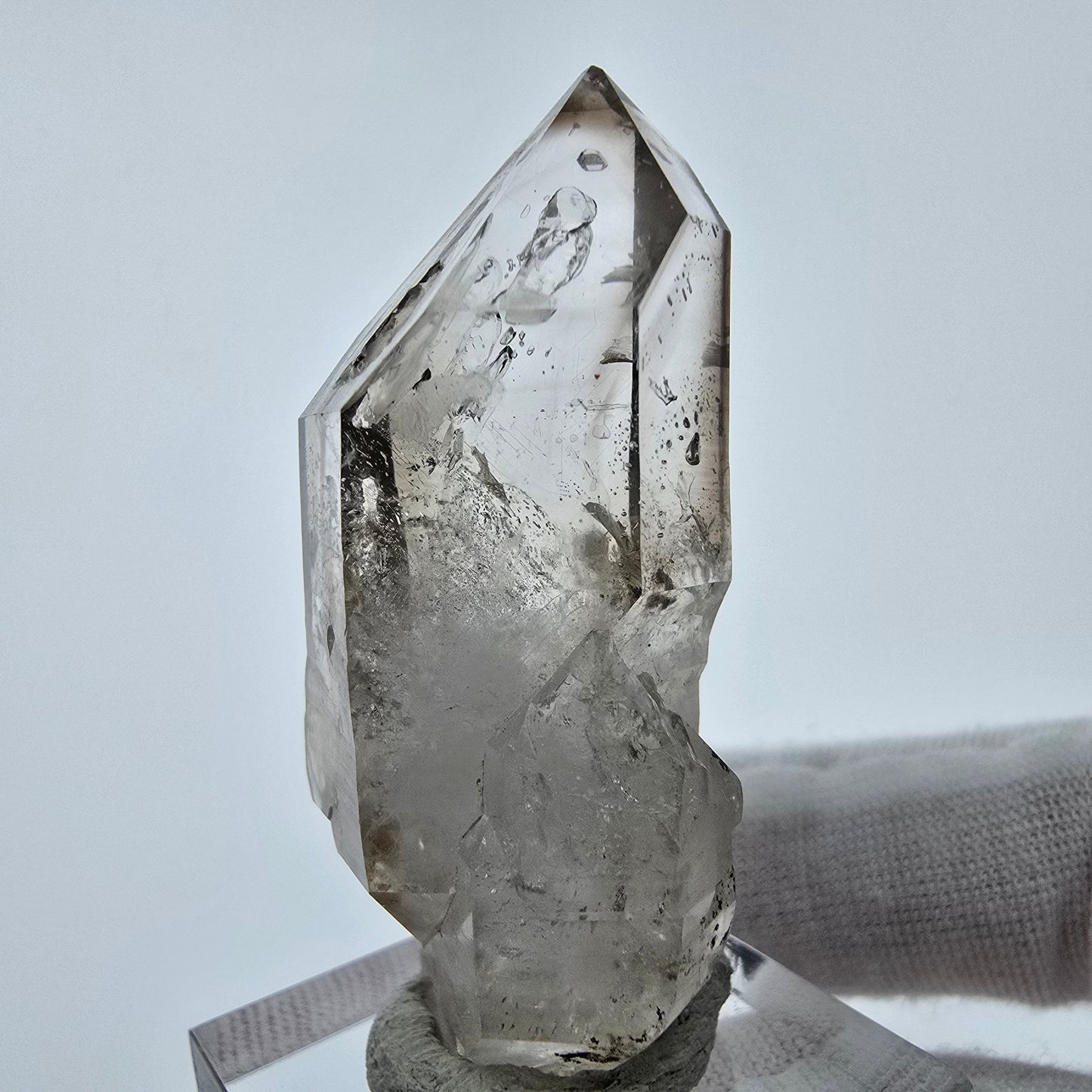 Enhydro Phantom Smoky Quartz Sceptre Tip 2x Bubble Goboboseb, Namibie 50*22*18mm