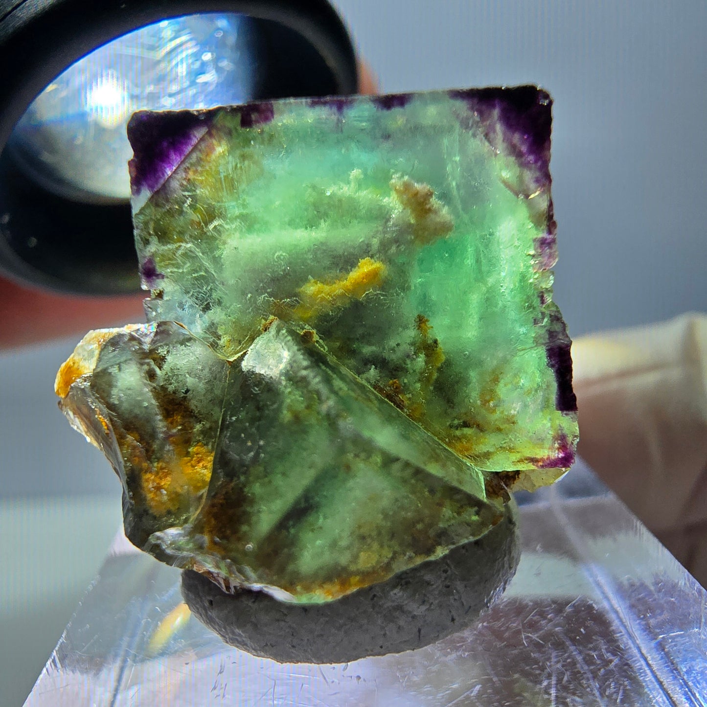 Phantom Fluorit Würfel Stufe, parkettiert, zonal Okorusu, Namibia 25*21*18mm