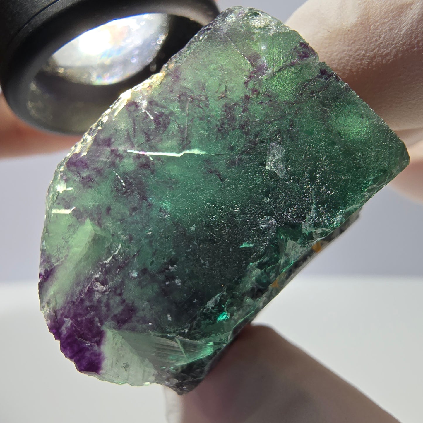 Spécimen de cube de fluorite fantôme parqueté vert violet Okorusu, Namibie 34*33*25 mm