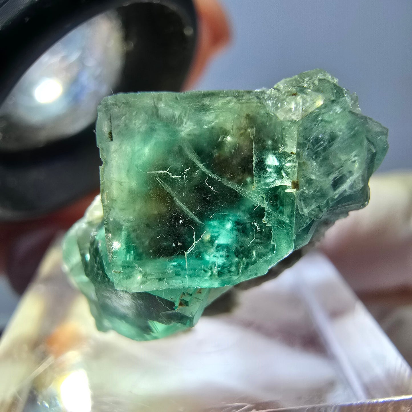 Seltene Phantom Fluorit Würfel Stufe, grün Okorusu, Namibia 25*14*12mm