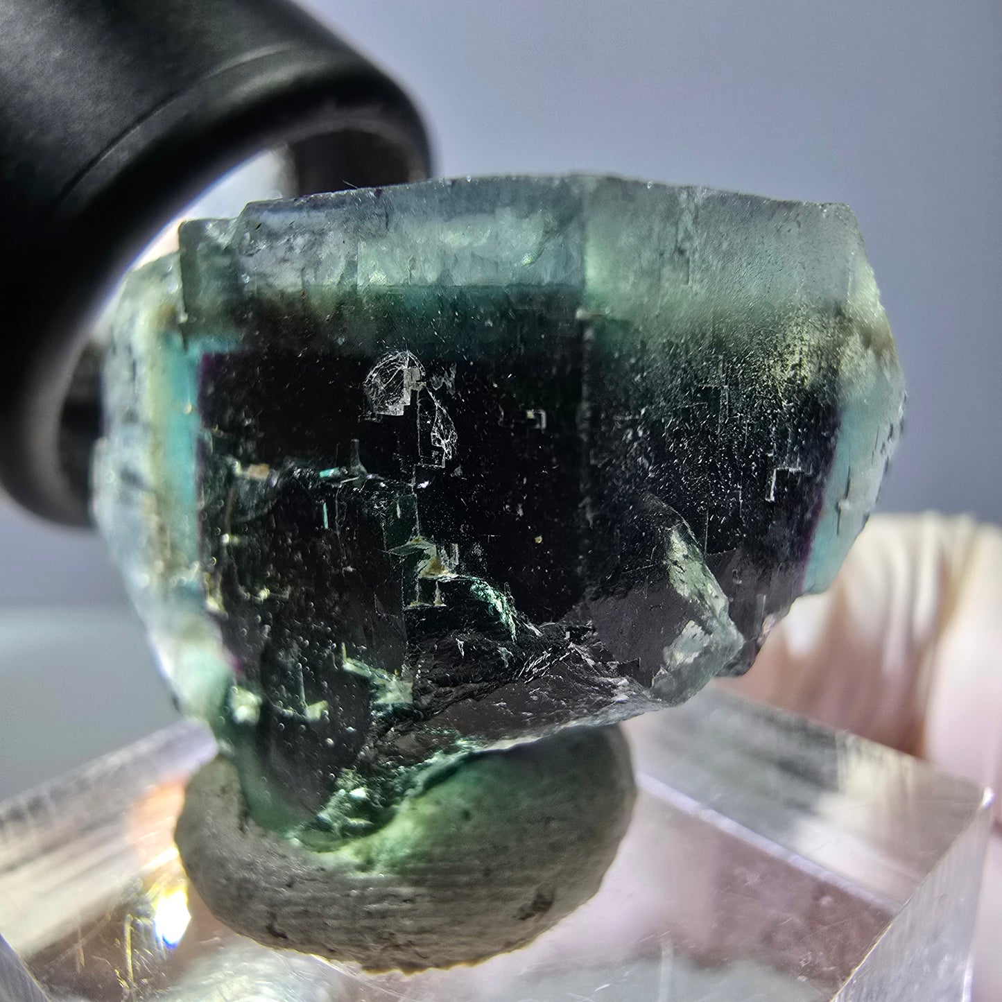 Phantom Fluorite cube parquetted, green purple Okorusu, Namibia 27*22*21mm