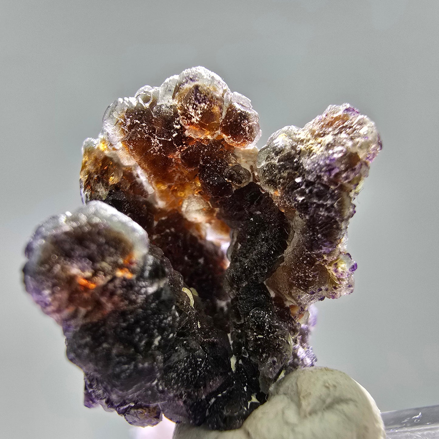 Phantom Fluorit Würfel lila braun, Muskovit Stufe Erongo, Namibia 30*30*25mm