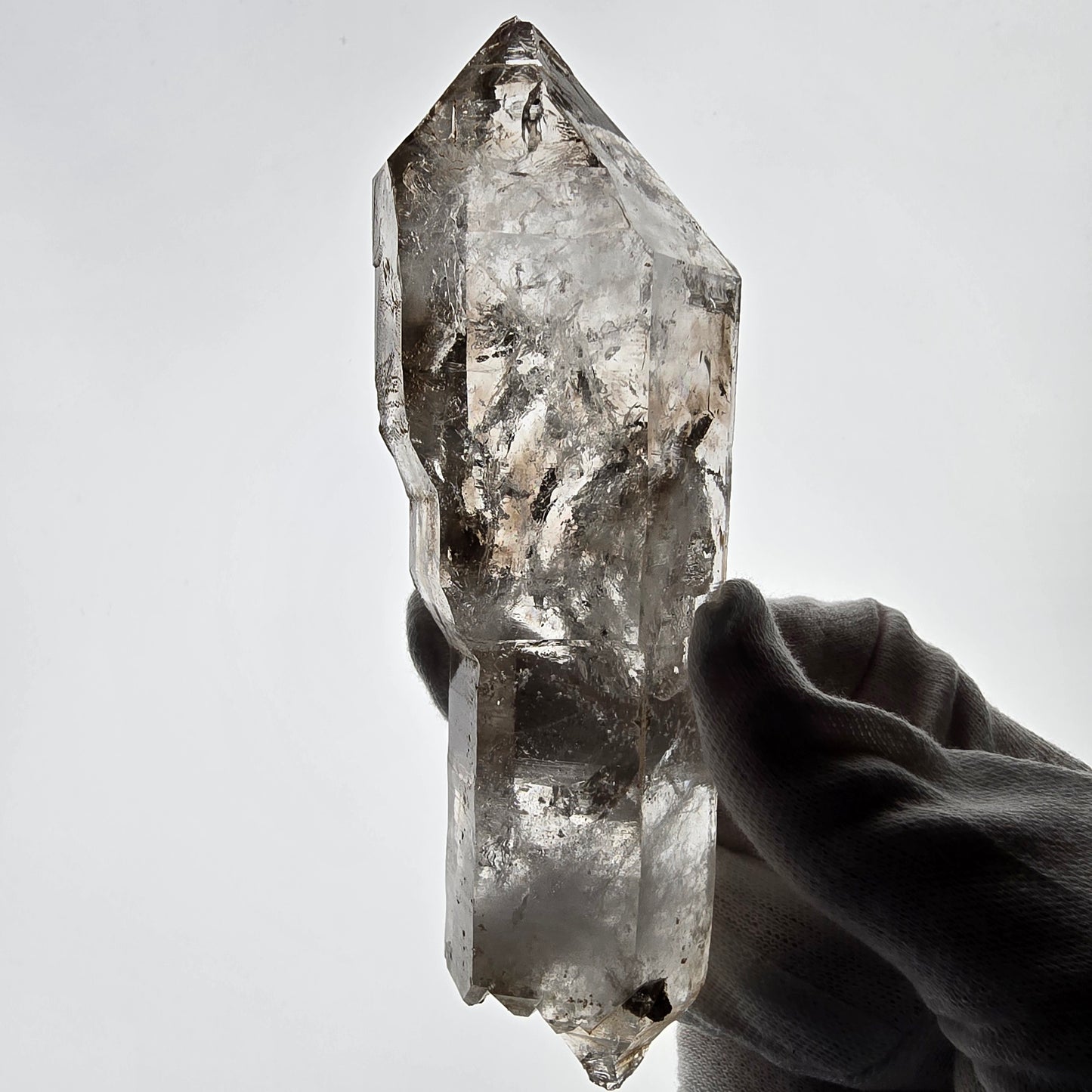 XL Enhydro Skeleton Smoky Quartz DT Scepter, Large Bubble Valentine Pocket, Namibia 135*46*32mm