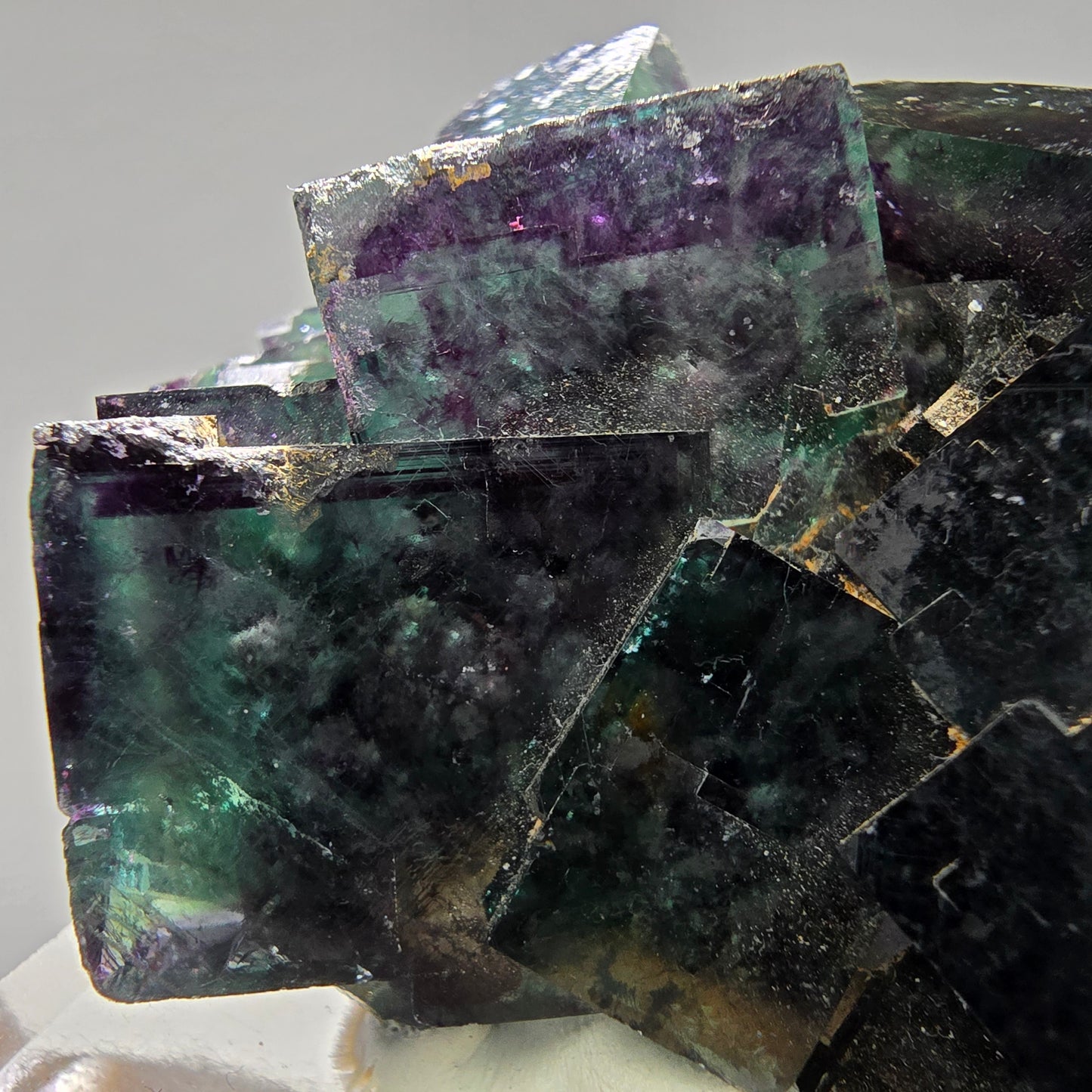 Seltene Phantom Fluorit Würfel Stufe grün lila zonar Okorusu, Namibia 57*42*31mm