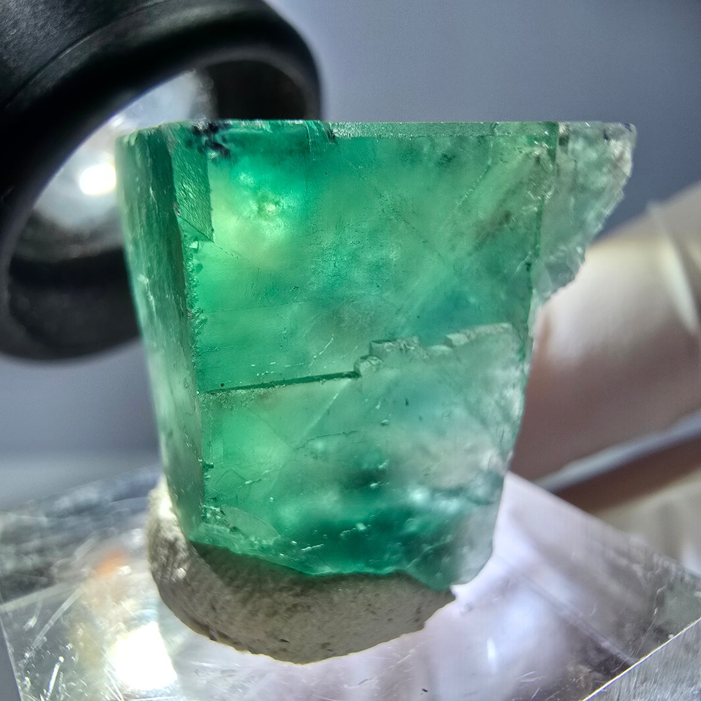 Klarer Phantom Fluorit Würfel parkettiert, grün Okorusu, Namibia 22*21*19mm