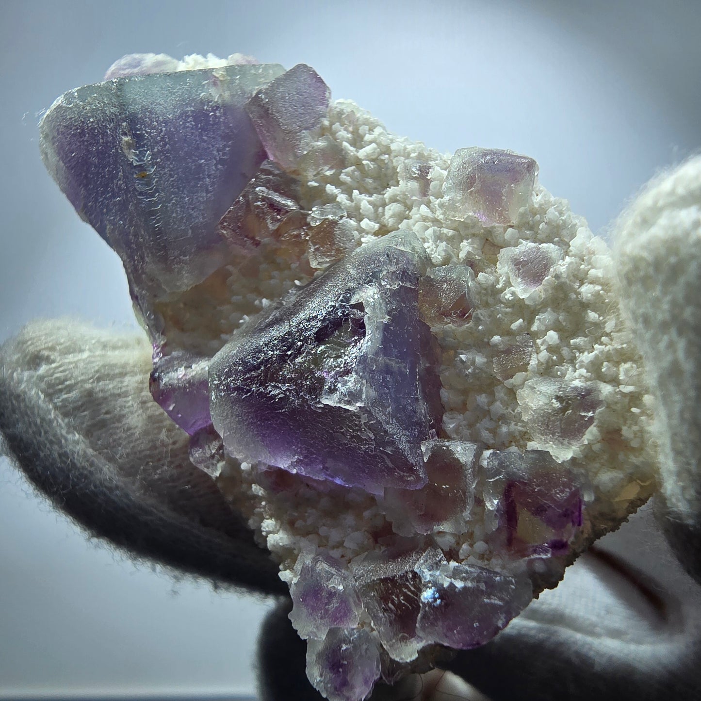 Cube de fluorite fantôme, spécimen de quartz vert violet, Omehane, Namibie, 58 x 3 322 mm