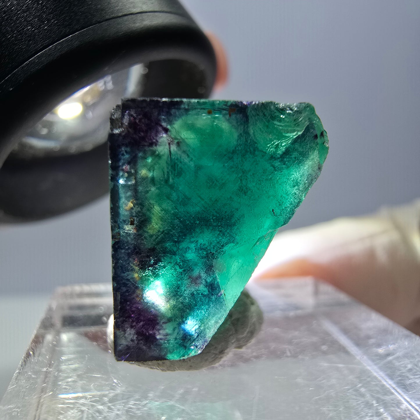 Phantom Fluorit Würfel Stufe, parkettiert grün lila Okorusu, Namibia 18*15*13mm