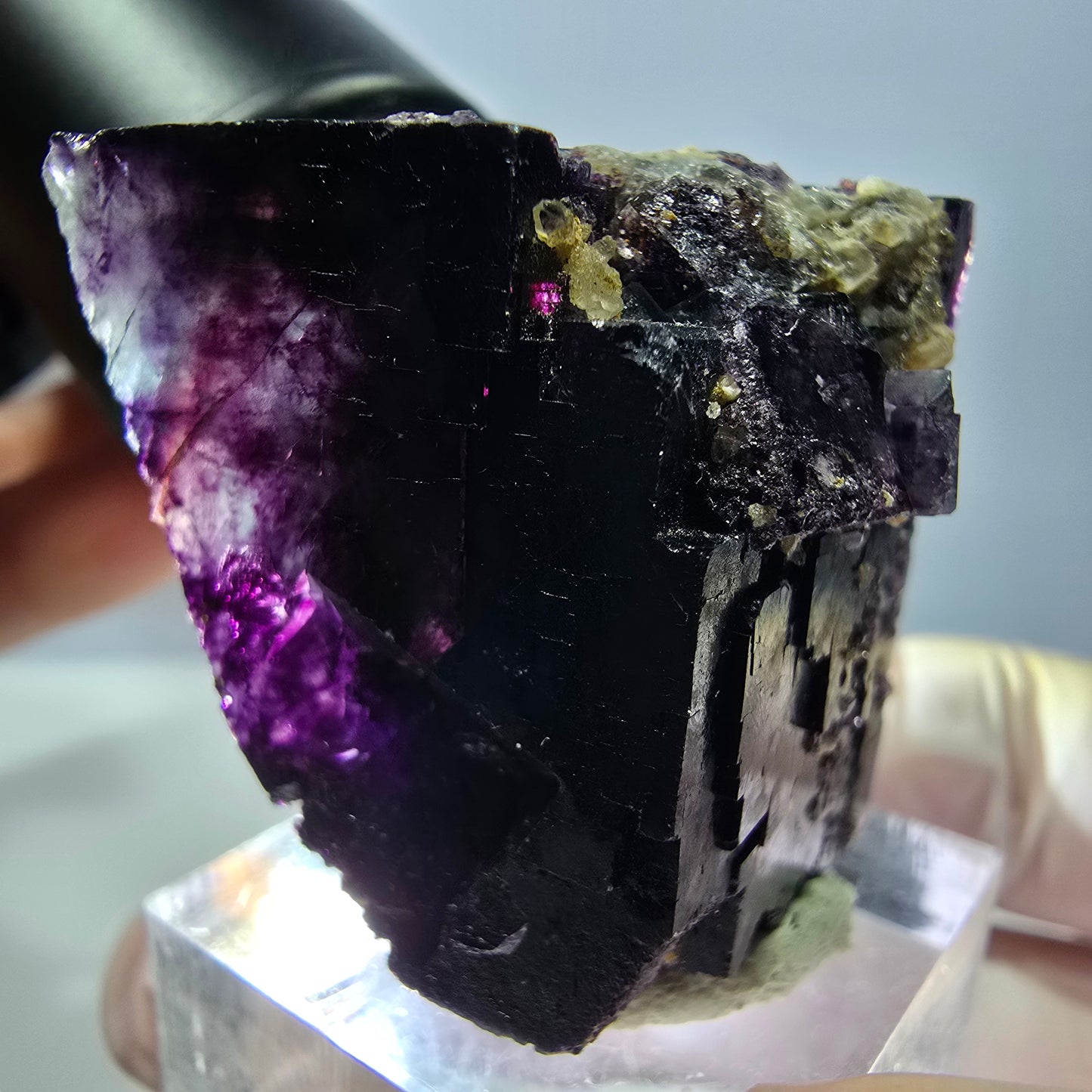 Phantom Fluorit Würfel, Quarz Stufe, lila Okorusu, Namibia 33*27*26mm